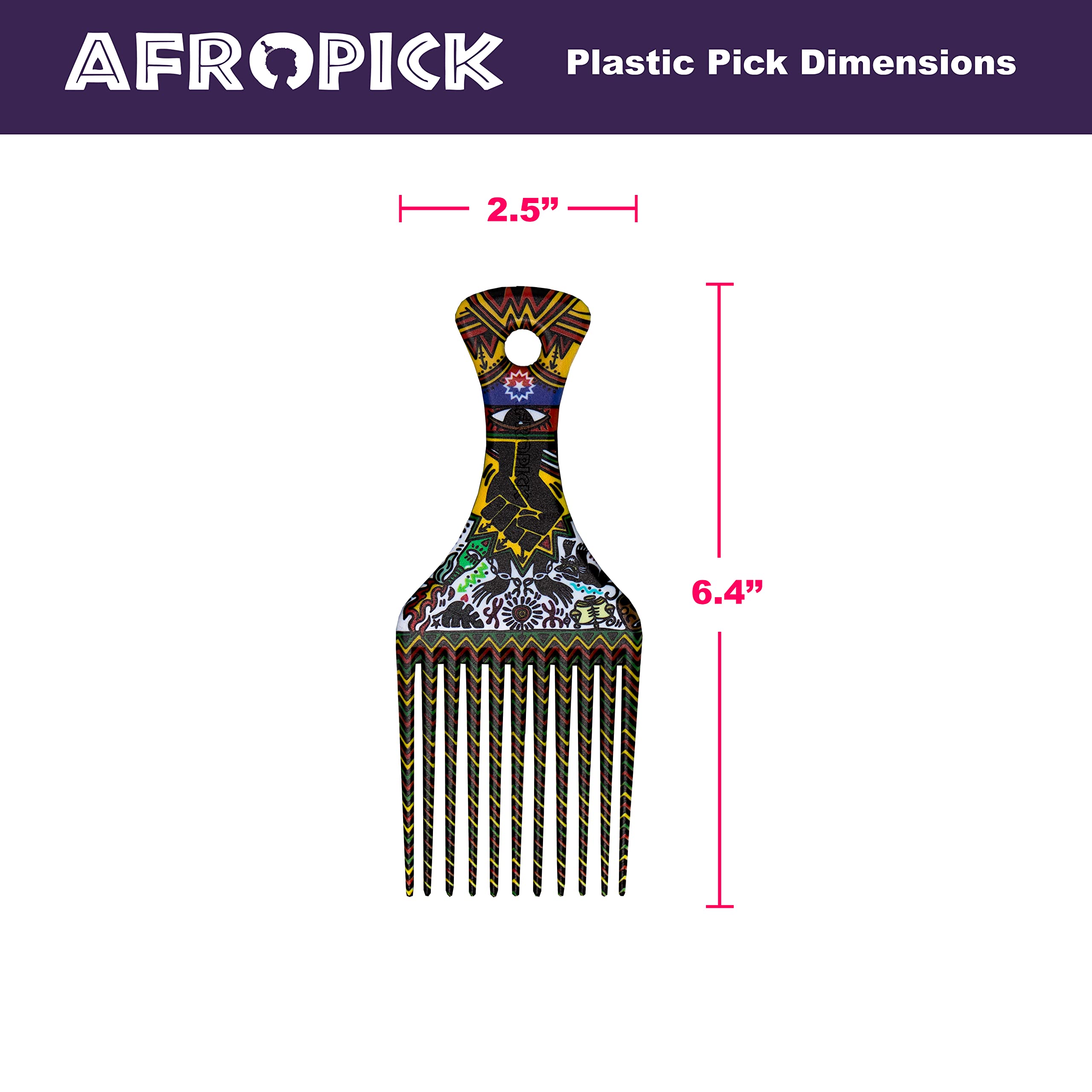 Afropick Anti Static Plastic Black Hair Pick for Natural Curly Long Thick Hair - Thumbnail 2