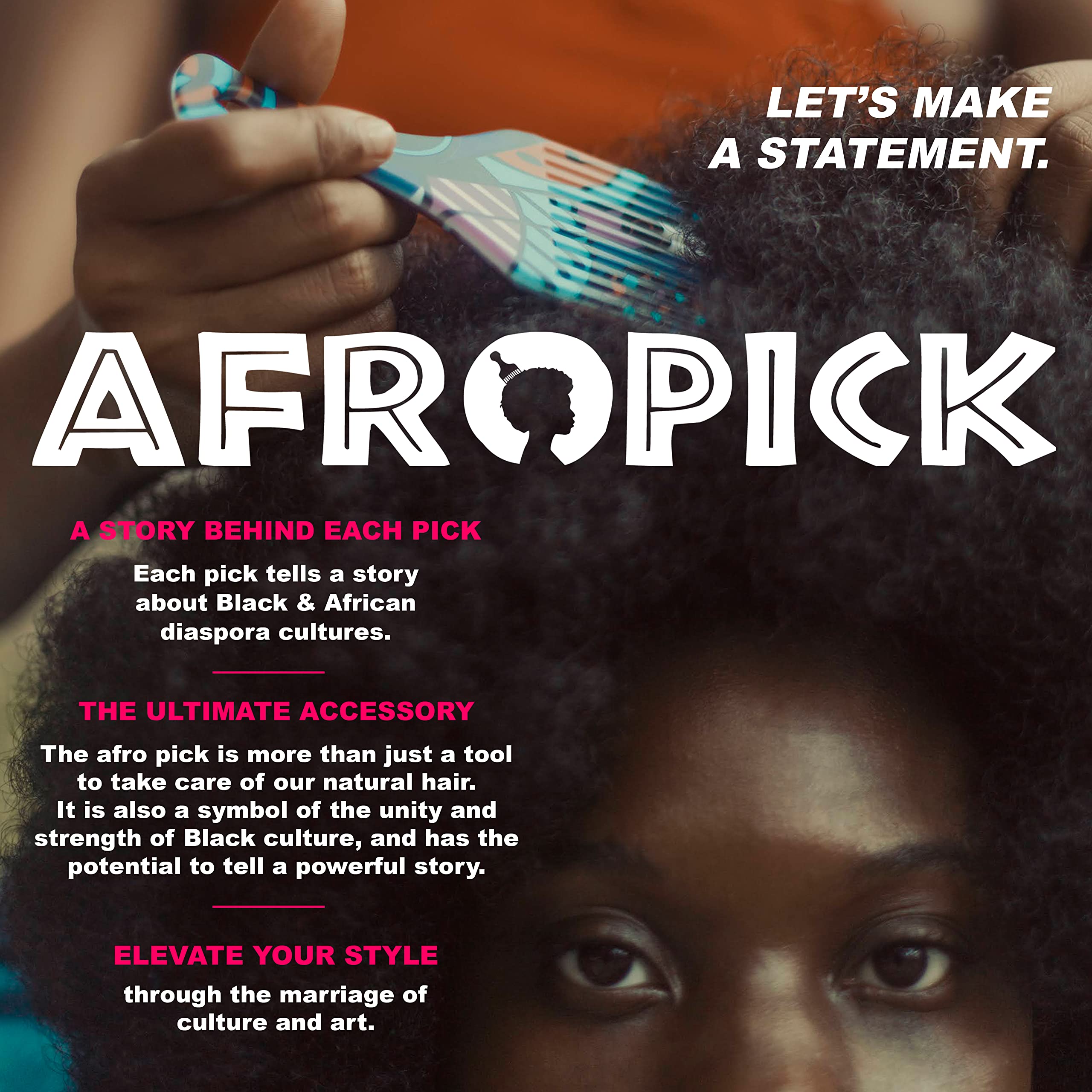 Afropick Anti Static Plastic Black Hair Pick for Natural Curly Long Thick Hair - Thumbnail 3