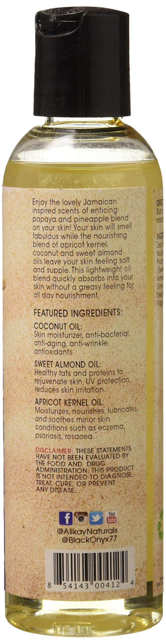 Alikay Naturals Body Oil Pap/pinapple 4 oz - Thumbnail 2