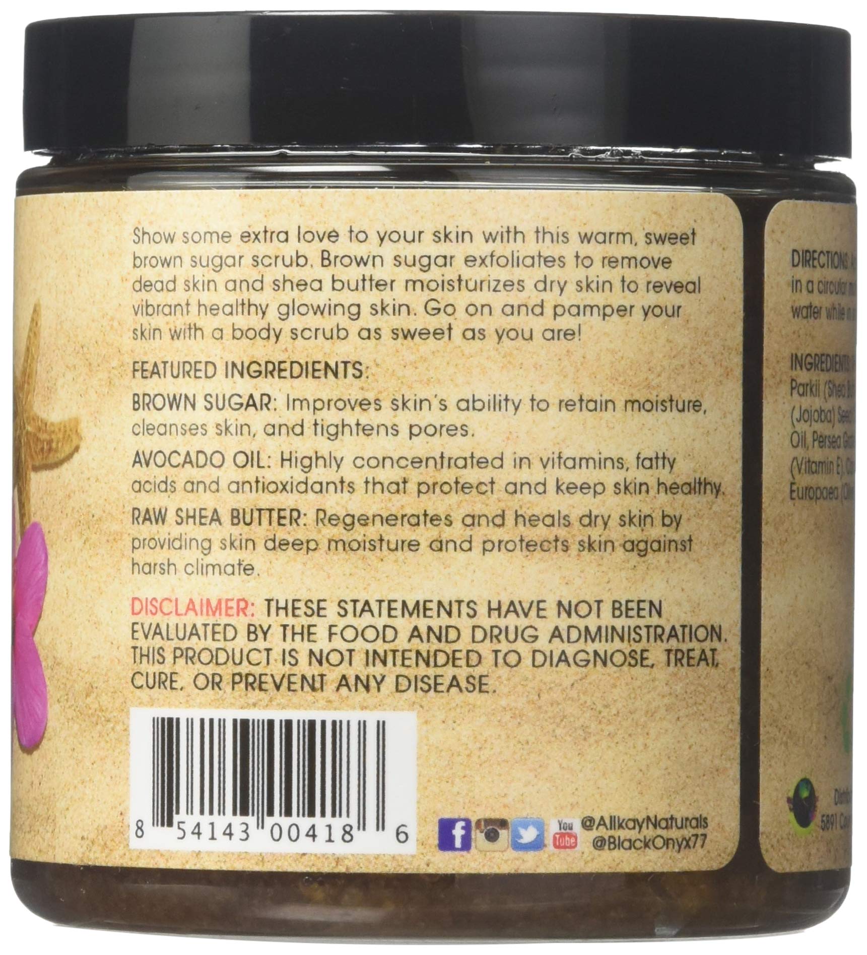 Alikay Naturals Brown Suga Baby Scrub Natural Avocado Oil Antioxidants 8 oz - Thumbnail 2