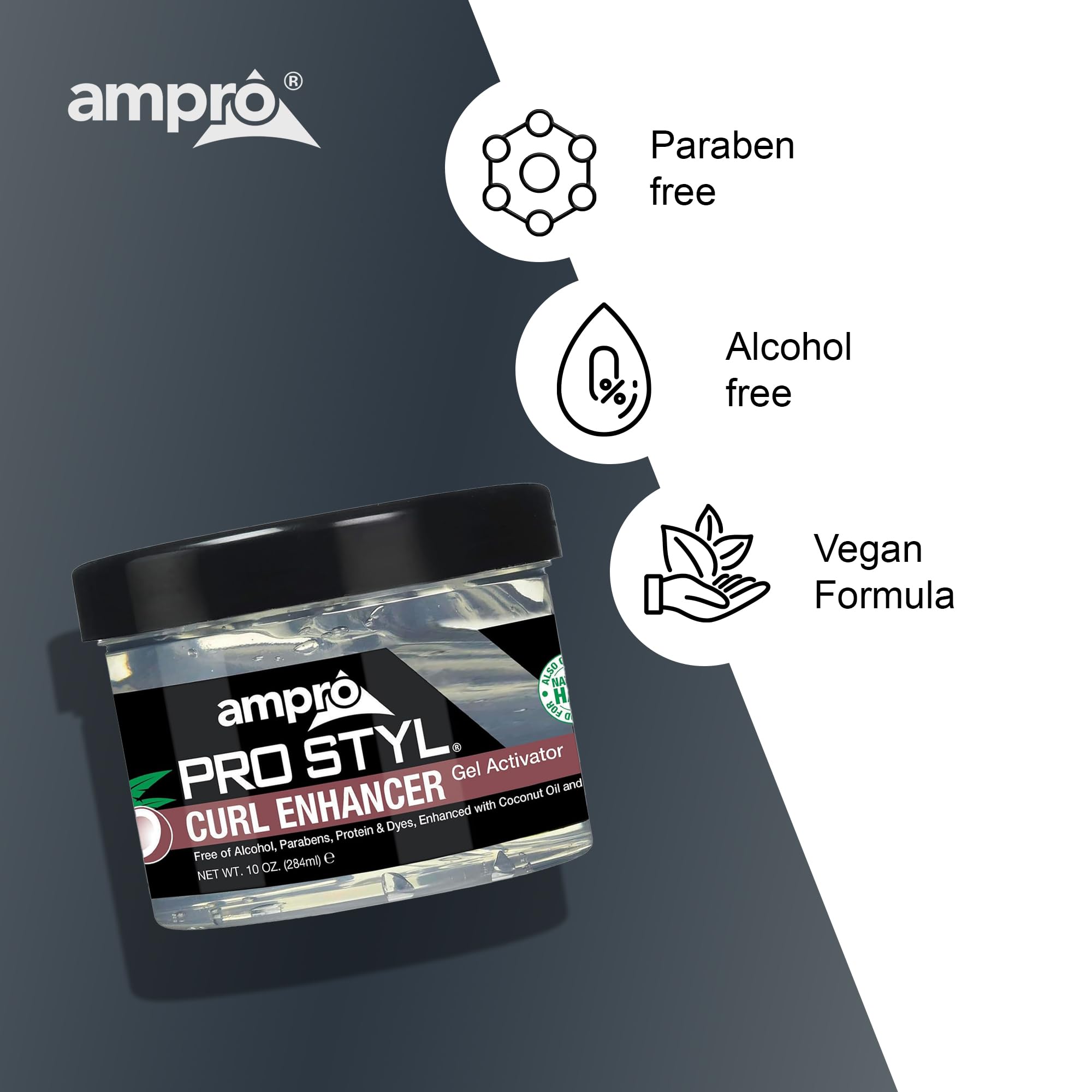 Ampro Pro Styl Curl Enhancer Gel Activator With Coconut Oil To Moisturize and