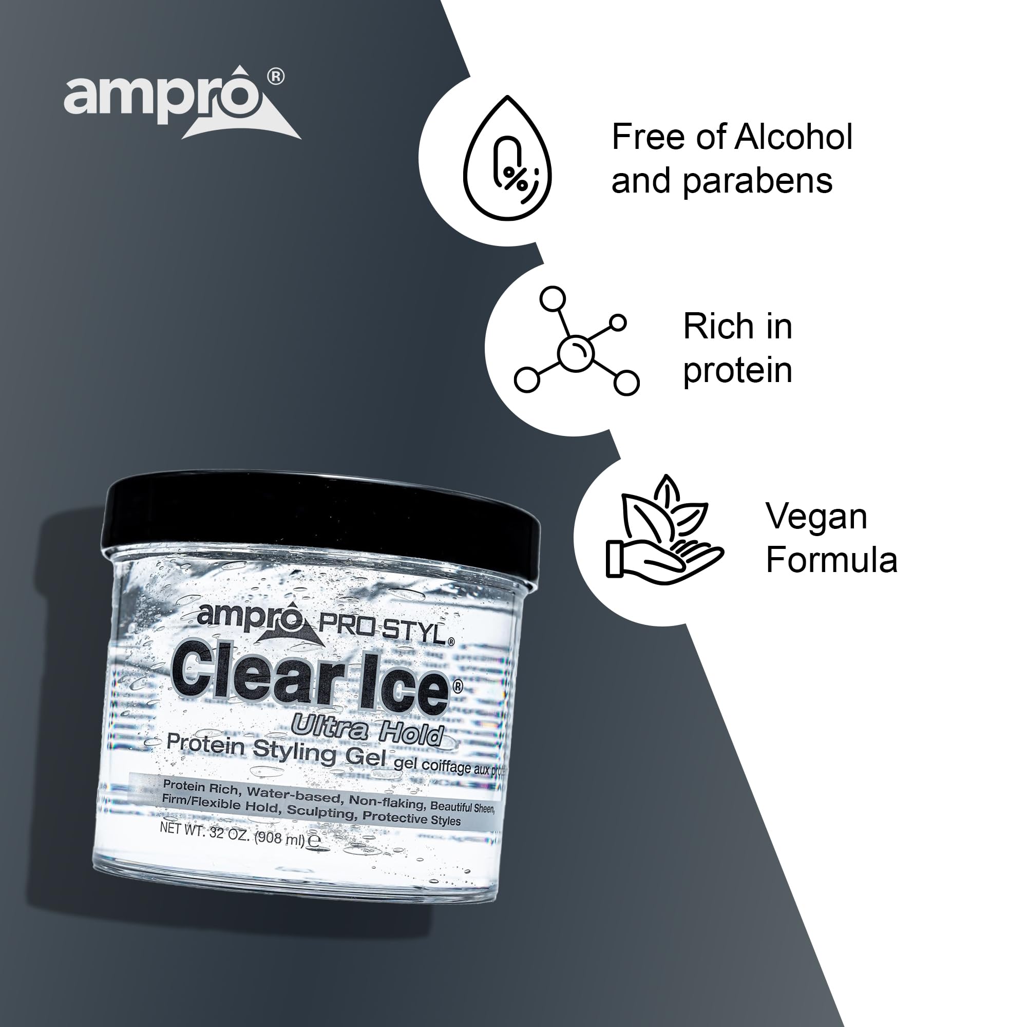 Ampro Pro Styl Clear Ice Styling Gel Protects and Strengthens Your Strands Non