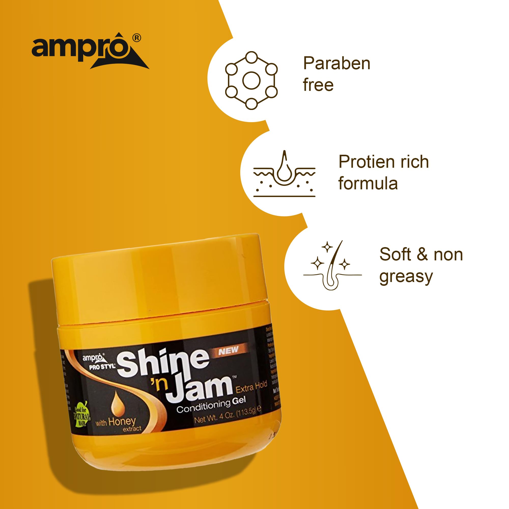 Ampro Shine N Jam Maximum Hold Infused With Honey Extract To Strengthen Hair