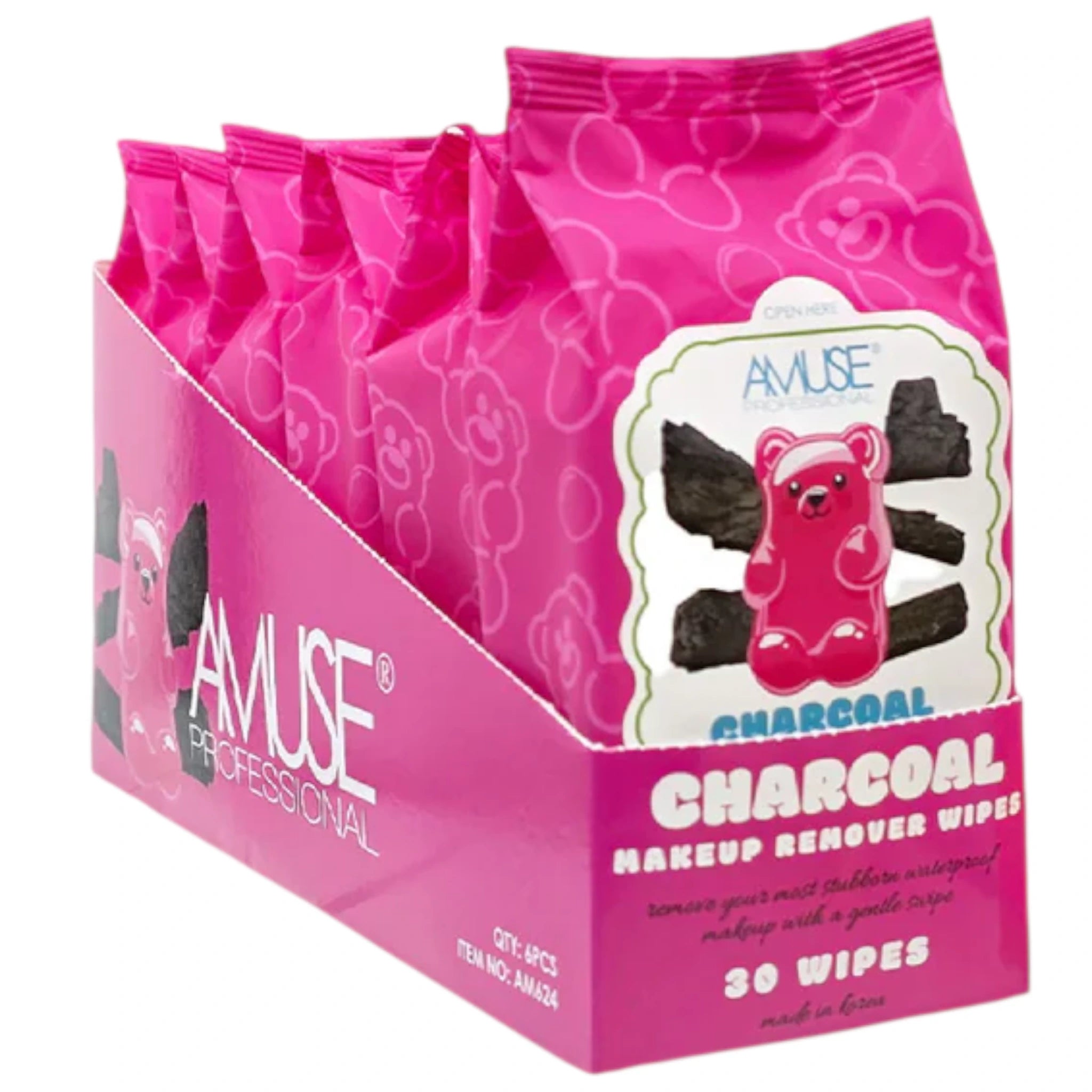 (6-pack) Amuse Makeup Remover Wipes Charcoal - Image 1