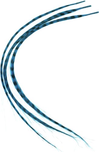 3 Turquoise Synthetic Hair Faux Feather Hair Extensions With Bonded Tips - Thumbnail 2