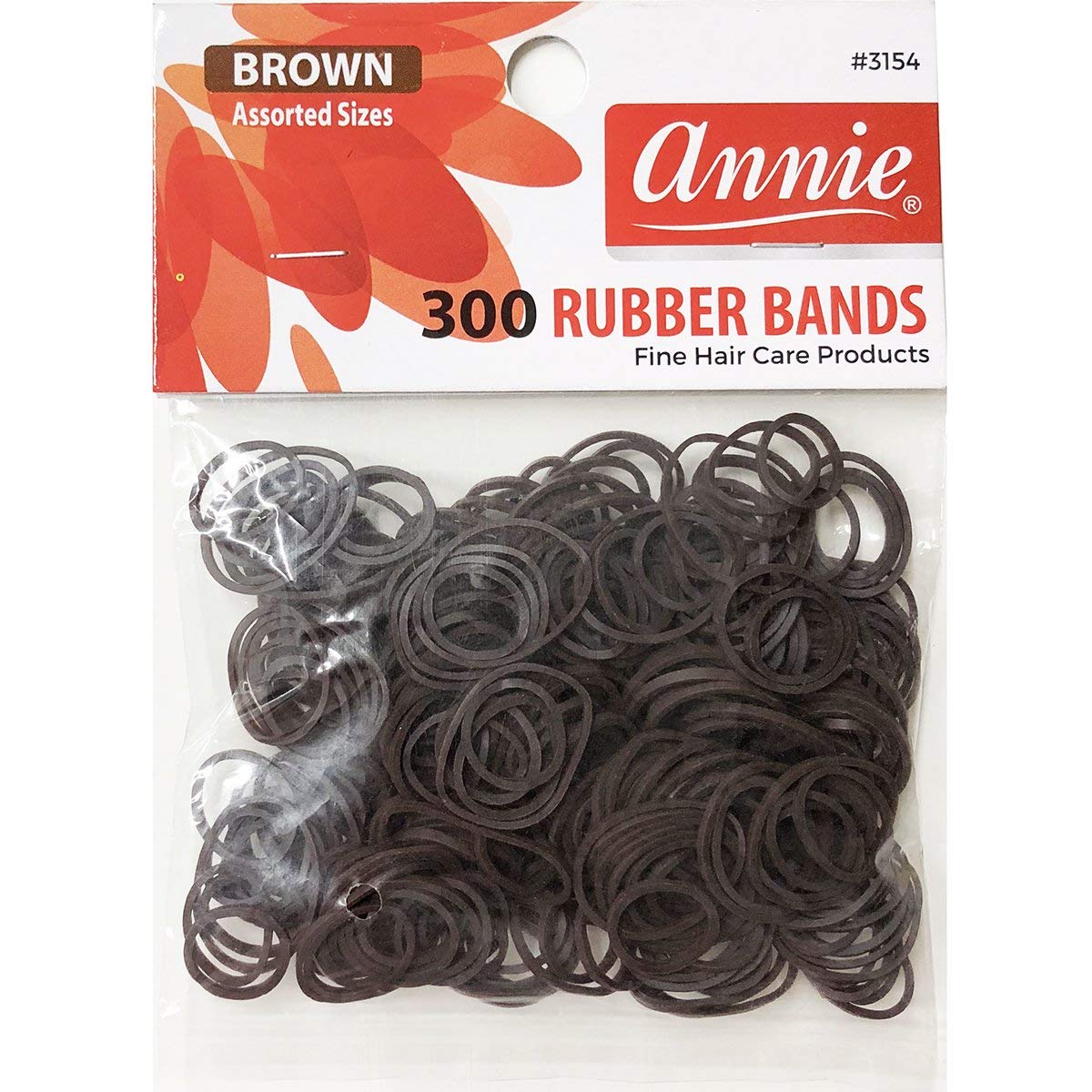Annie 300 Rubber Bands Assorted Size Brown 3154