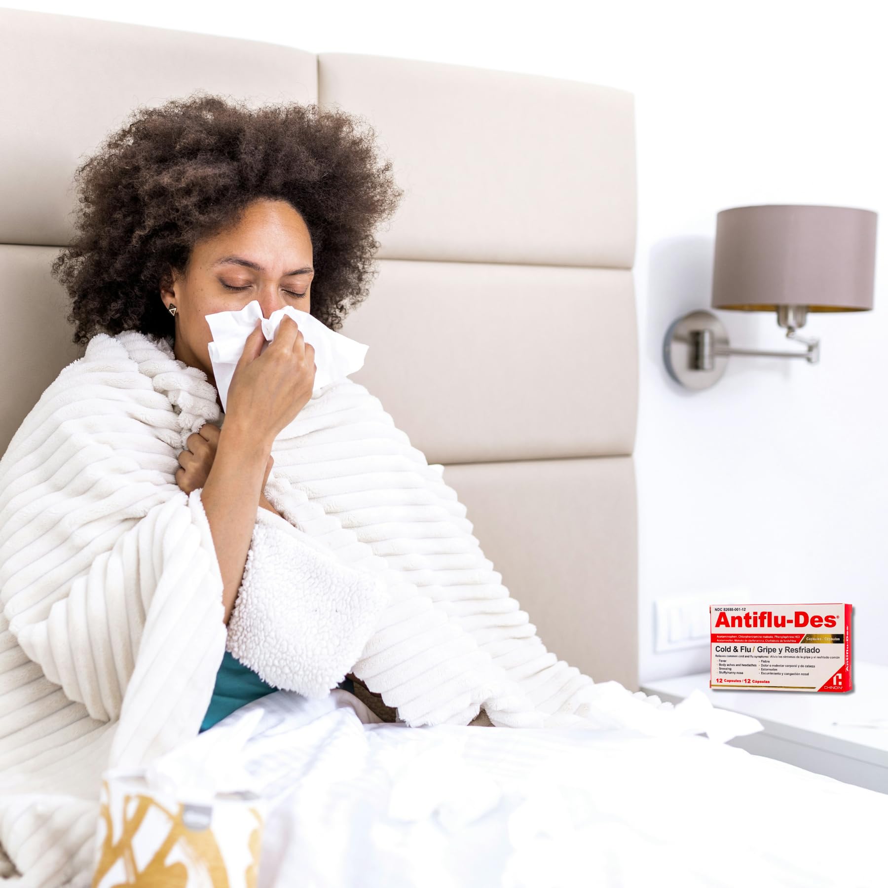 Antiflu Des Cold and Flu Symptoms Relief Fever Reducer 12 Caps Box - Thumbnail 3