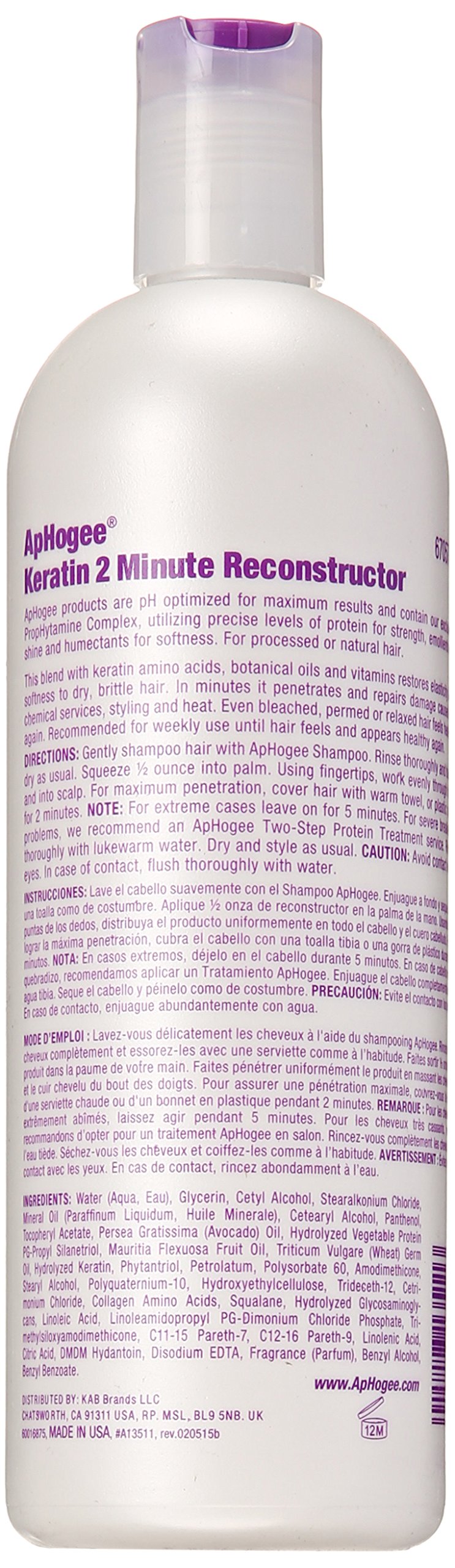 Aphogee Intensive 2 Minute Keratin Reconstructor 16 oz - Thumbnail 2