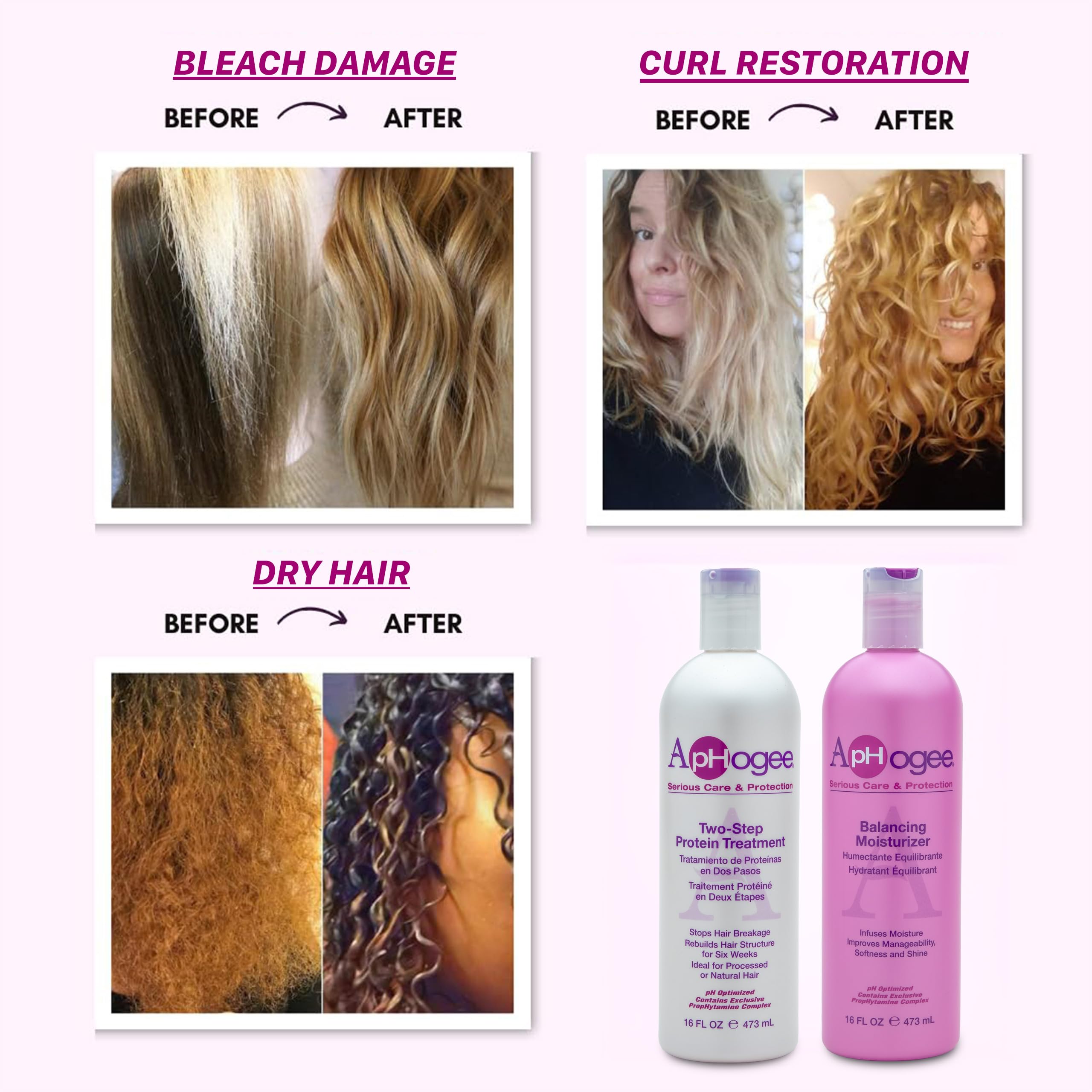 Aphogee Hair Care Double Bundle Two Step Protein Treatment Balancing Moisturizer - Thumbnail 3