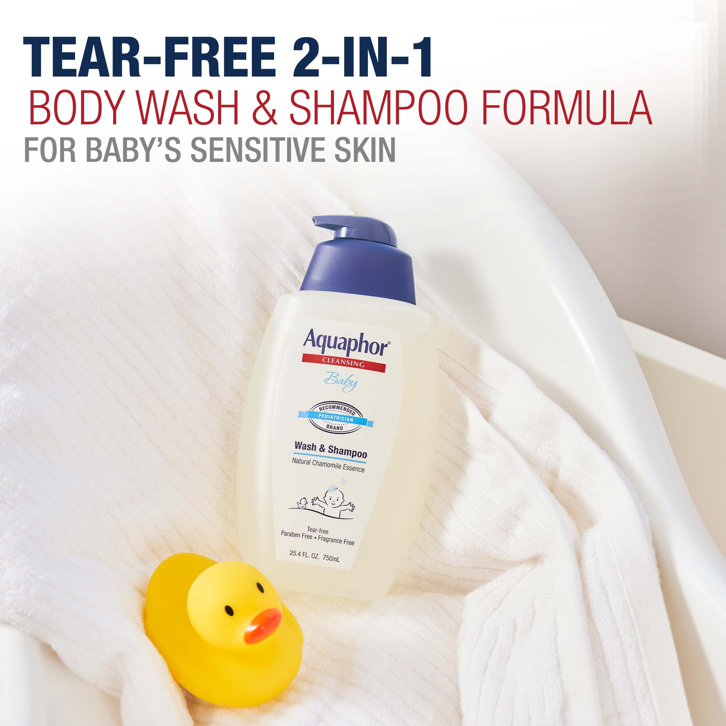 Aquaphor Baby Wash and Shampoo Unscented Baby Shampoo and Wash 25.4 Fl Oz Pump - Thumbnail 2