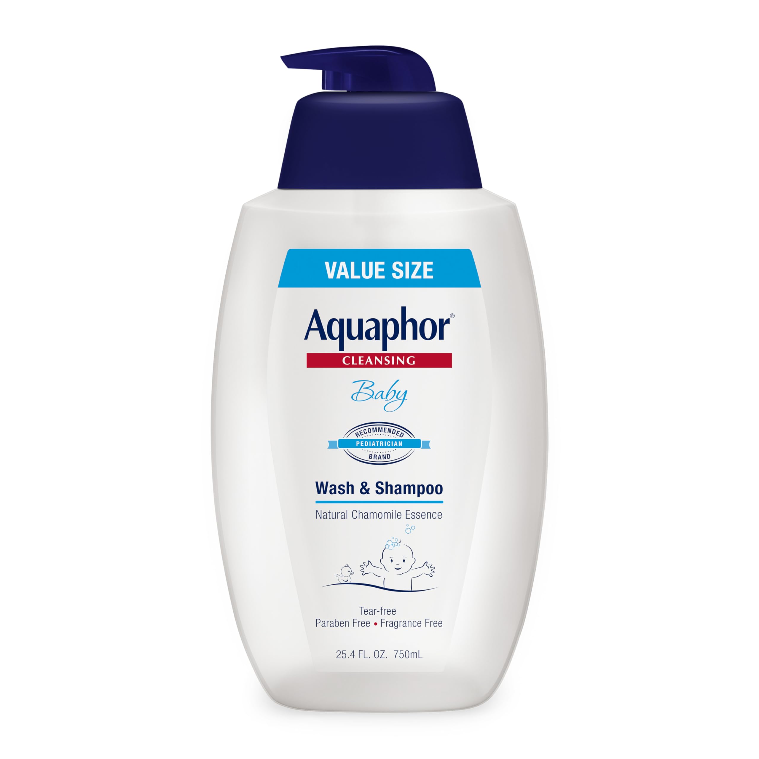 Aquaphor Baby Wash and Shampoo Unscented Baby Shampoo and Wash 25.4 Fl Oz Pump