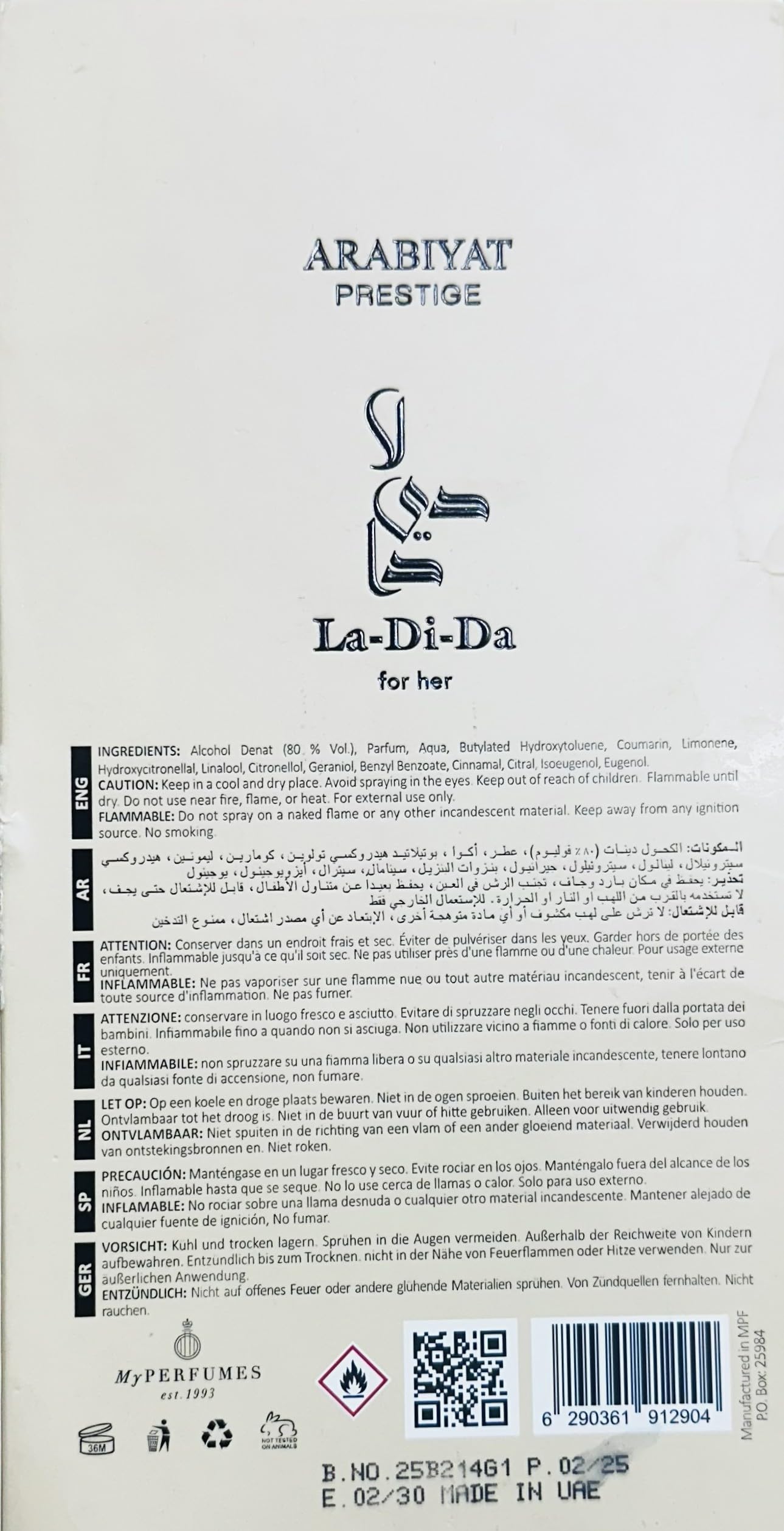 [Set] Arabiyat Prestige la Di Da 3.4 M United Arab Emir. 24pcs Bybox EDP