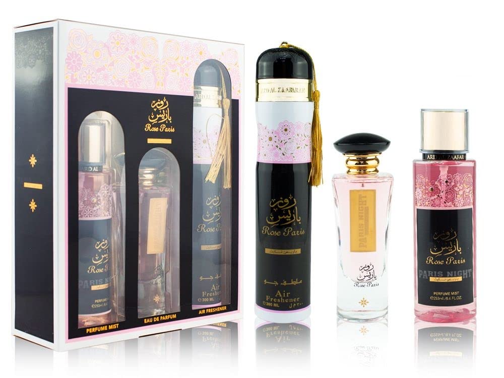 [Set] Ard Al Zaafaran Rose Paris Night 3 Piece For Women EDP 3.4 oz - Thumbnail 2