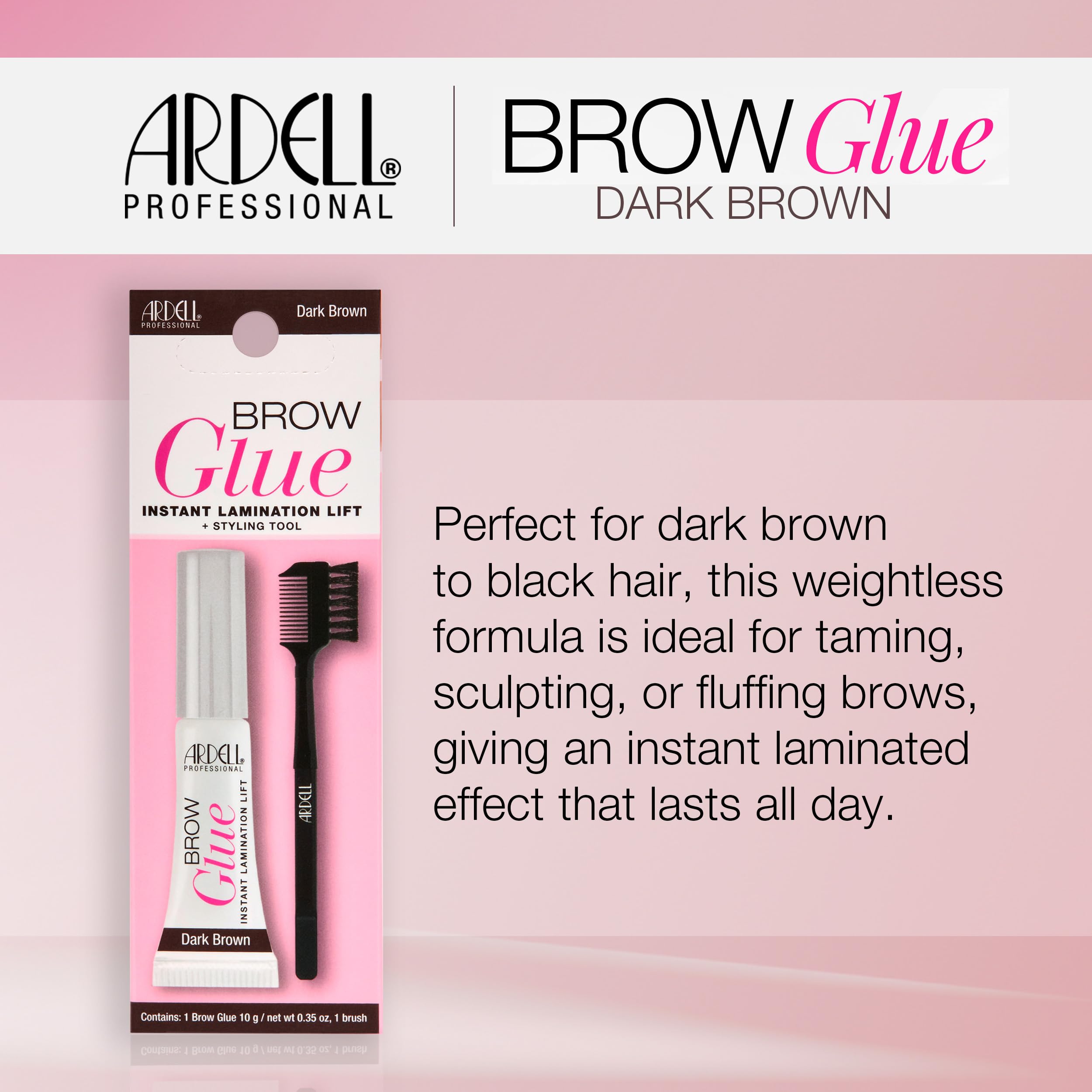 Ardell Brow Glue Dark Brown With Styling Brush Tinted Eyebrow Gel for - Thumbnail 3