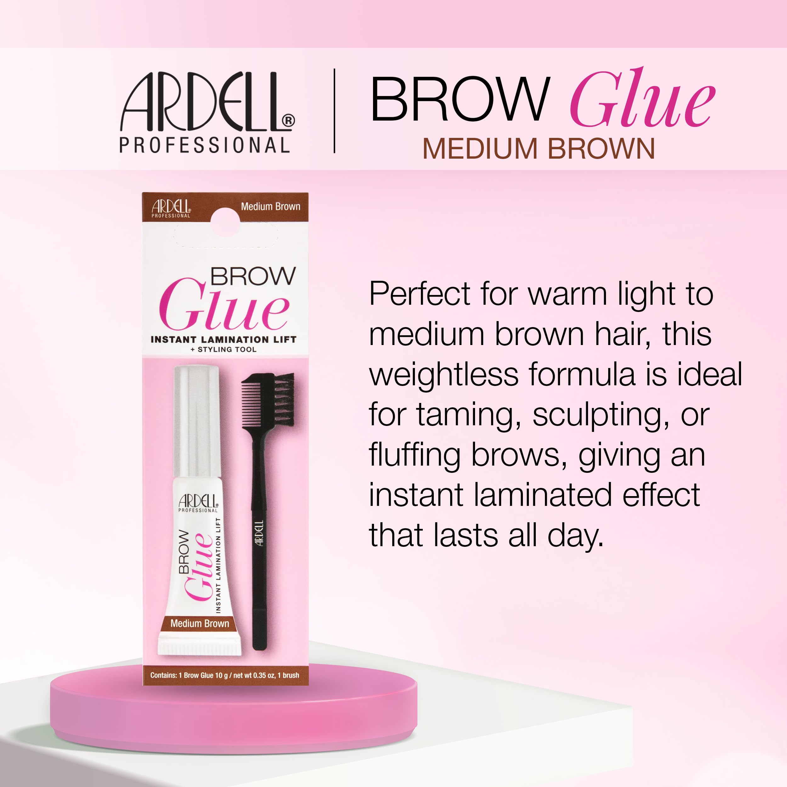 Ardell Brow Glue Medium Brown With Styling Brush Tinted Eyebrow Gel for - Thumbnail 3