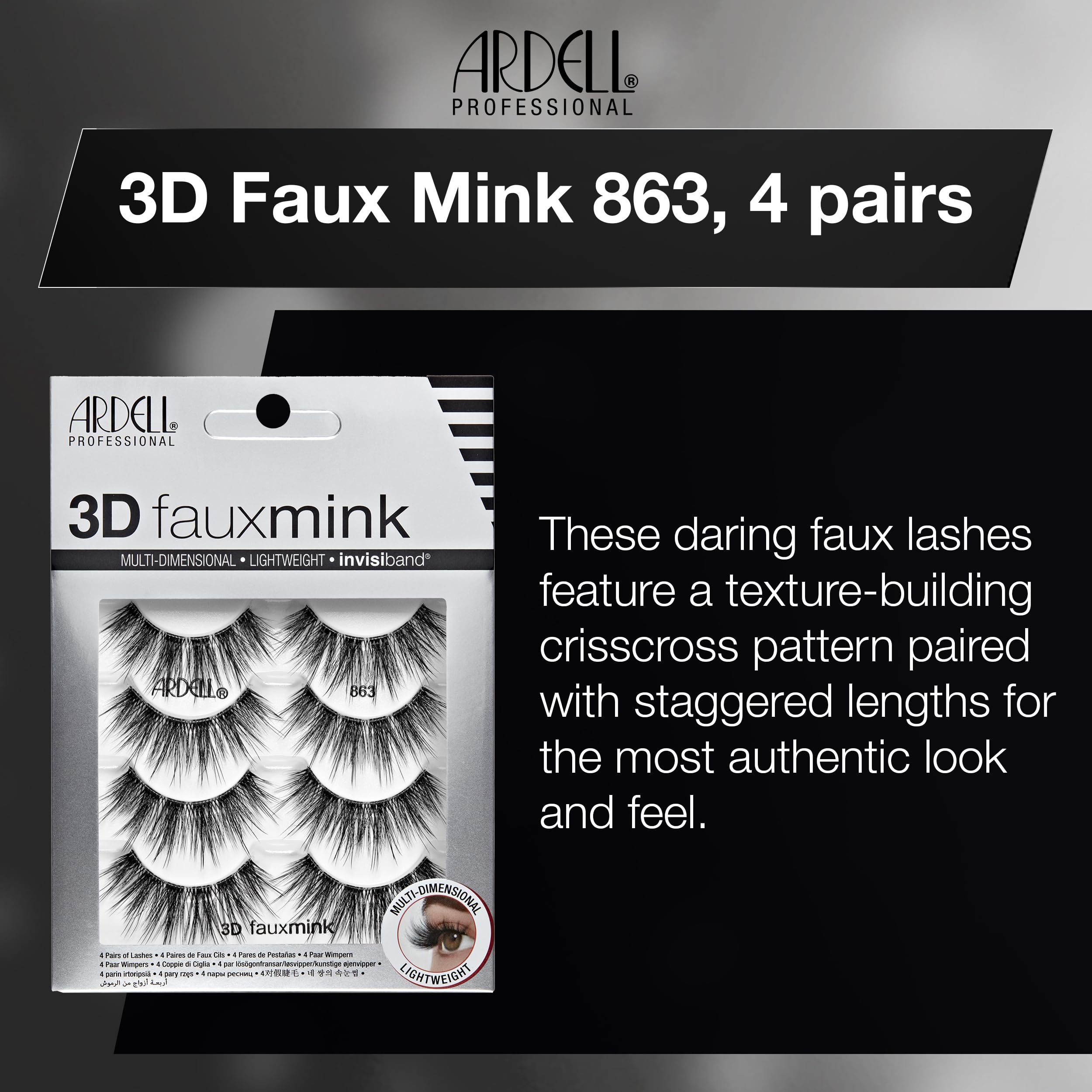 Ardell 3d Faux Mink Lashes 863 Multi Dimensional False Eyelashes Natural Look - Thumbnail 3