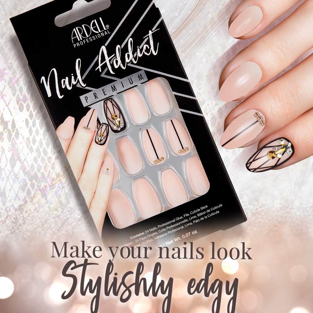 Ardell Nail Addict Artificial Nail Set Blush Geometric Crystals - Thumbnail 2