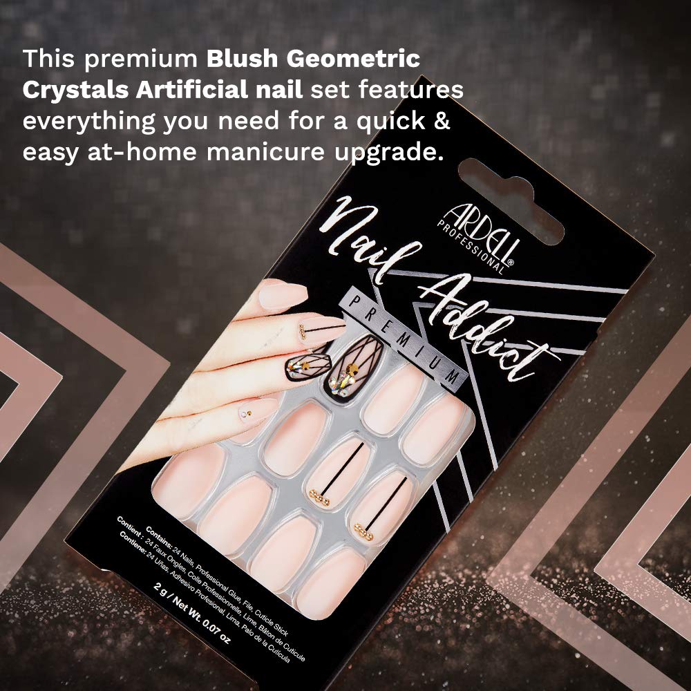 Ardell Nail Addict Artificial Nail Set Blush Geometric Crystals - Thumbnail 3