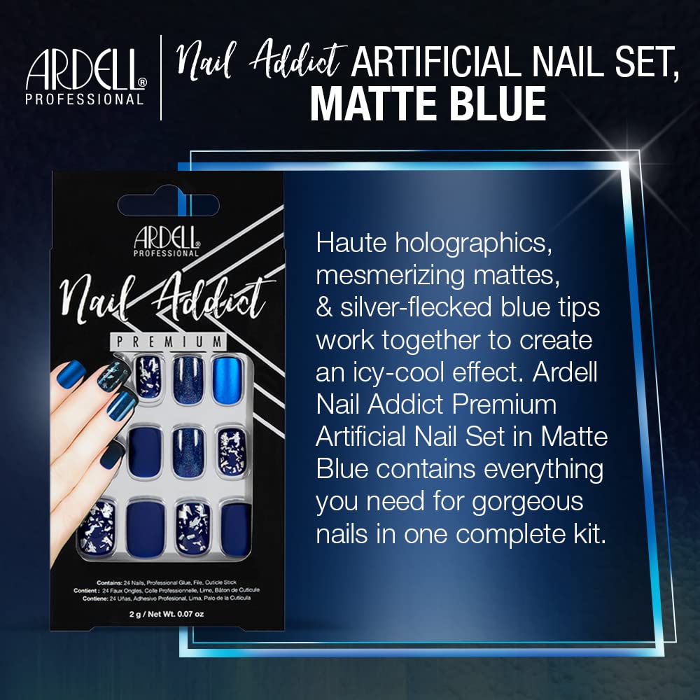 Ardell Nail Addict Artificial Nail Set Matte Blue - Thumbnail 3