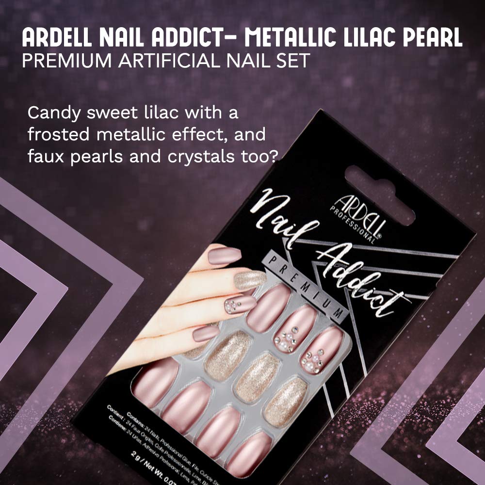 Ardell Nail Addict Artificial Nail Set Metallic Lilac Pearl - Thumbnail 3