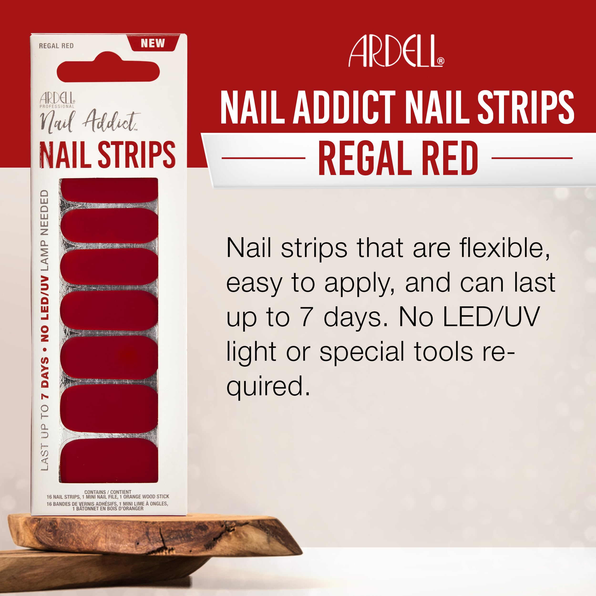Ardell Nail Addict Nail Strips Regal Red Instant Manicure Strips Lasts Up To 7 - Thumbnail 3