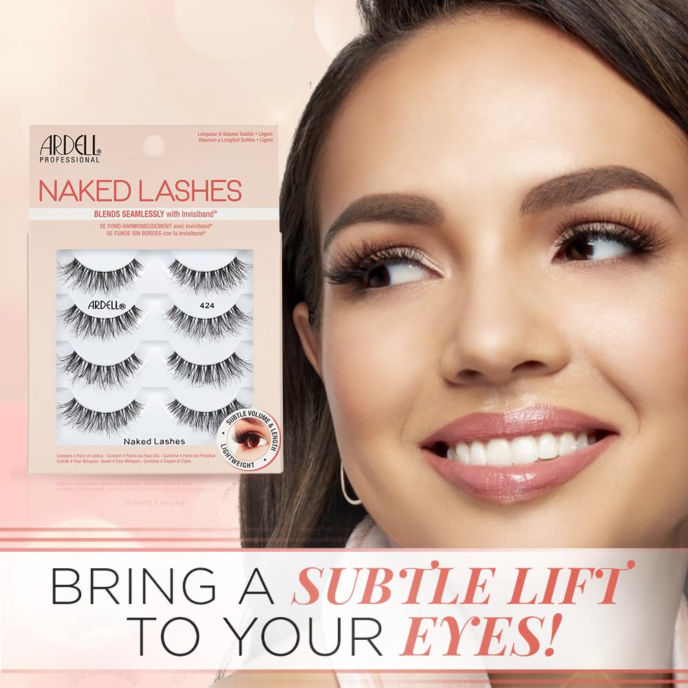 Ardell Naked Lashes #424 Strip Lashes Natural With Invisiband for Subtle Volume - Thumbnail 3