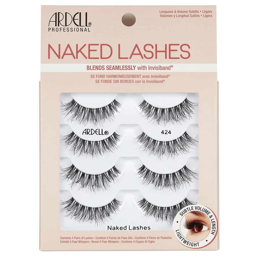 Ardell Naked Lashes #424 Strip Lashes Natural With Invisiband for Subtle Volume