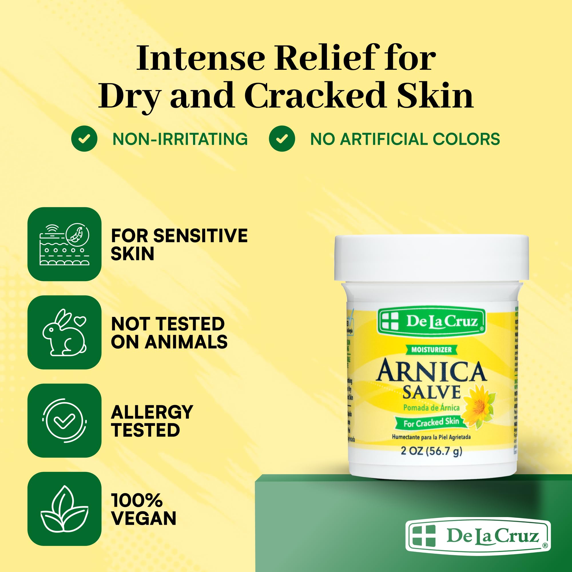 De la Cruz Arnica Salve Foot Cream for Dry Cracked Heels and Feet Moisturizing - Thumbnail 2