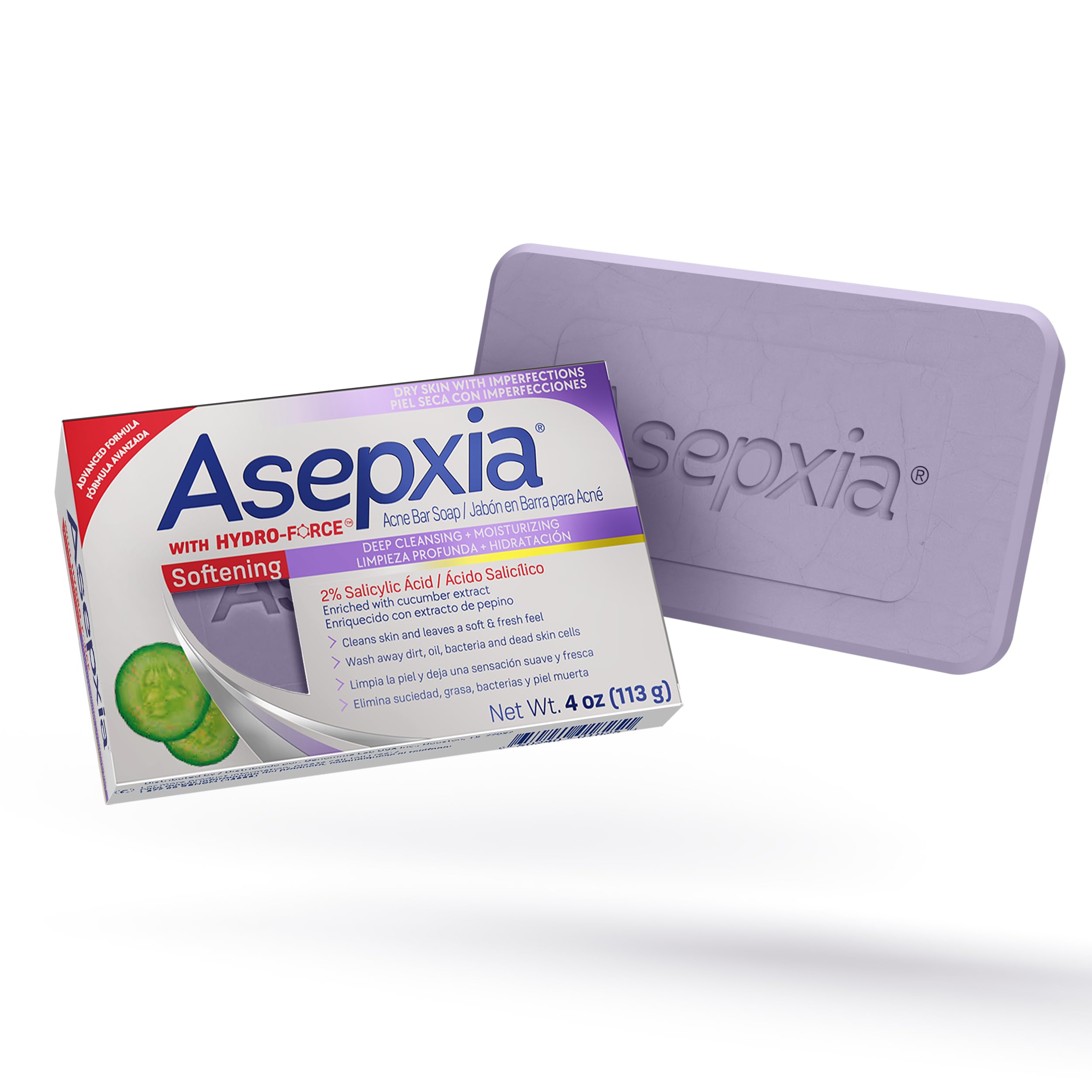 Asepxia Acne Treatment Softening Bar Soap | 2% Salicylic Acid Cleanser Wash