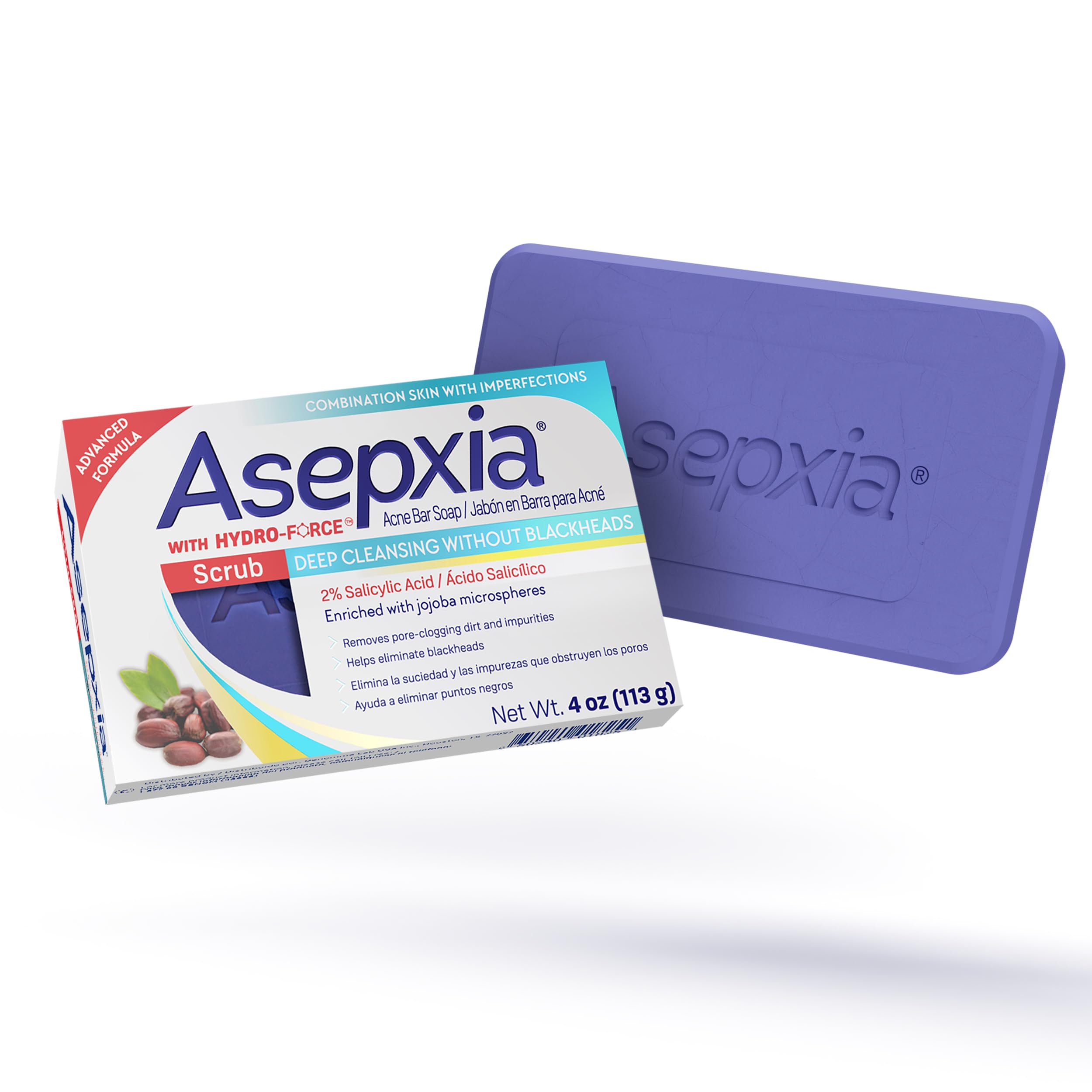 Asepxia Acne Treatment Scrub Cleansing Bar Soap | Removes Pore Clogging Dirt