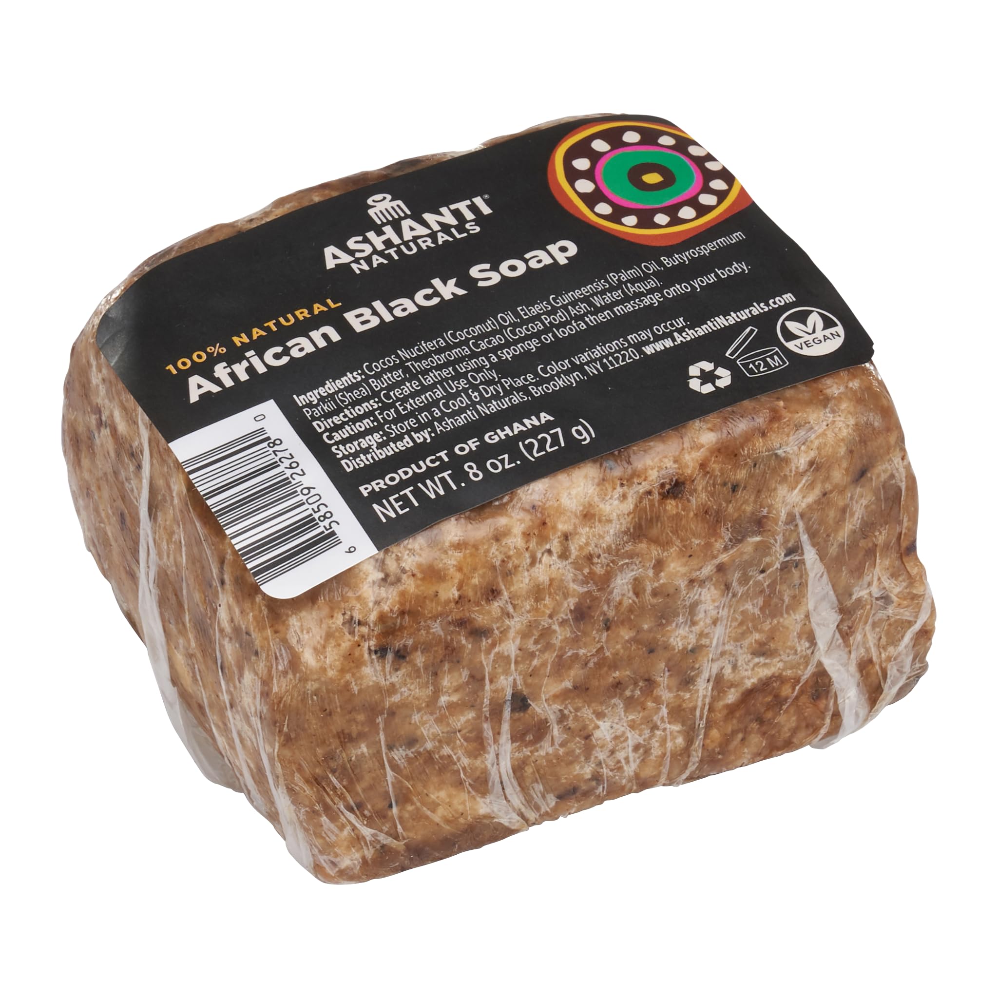 Ashanti Naturals African Black Soap Bar | Unscented Natural Black Soap With Raw