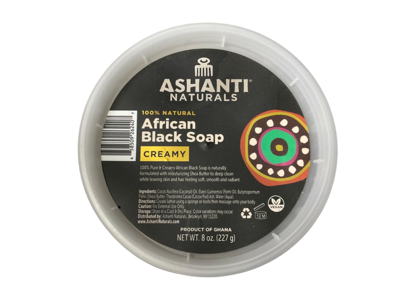 Ashanti Naturals 100% African Creamy Black Soap . 8 oz - Thumbnail 2