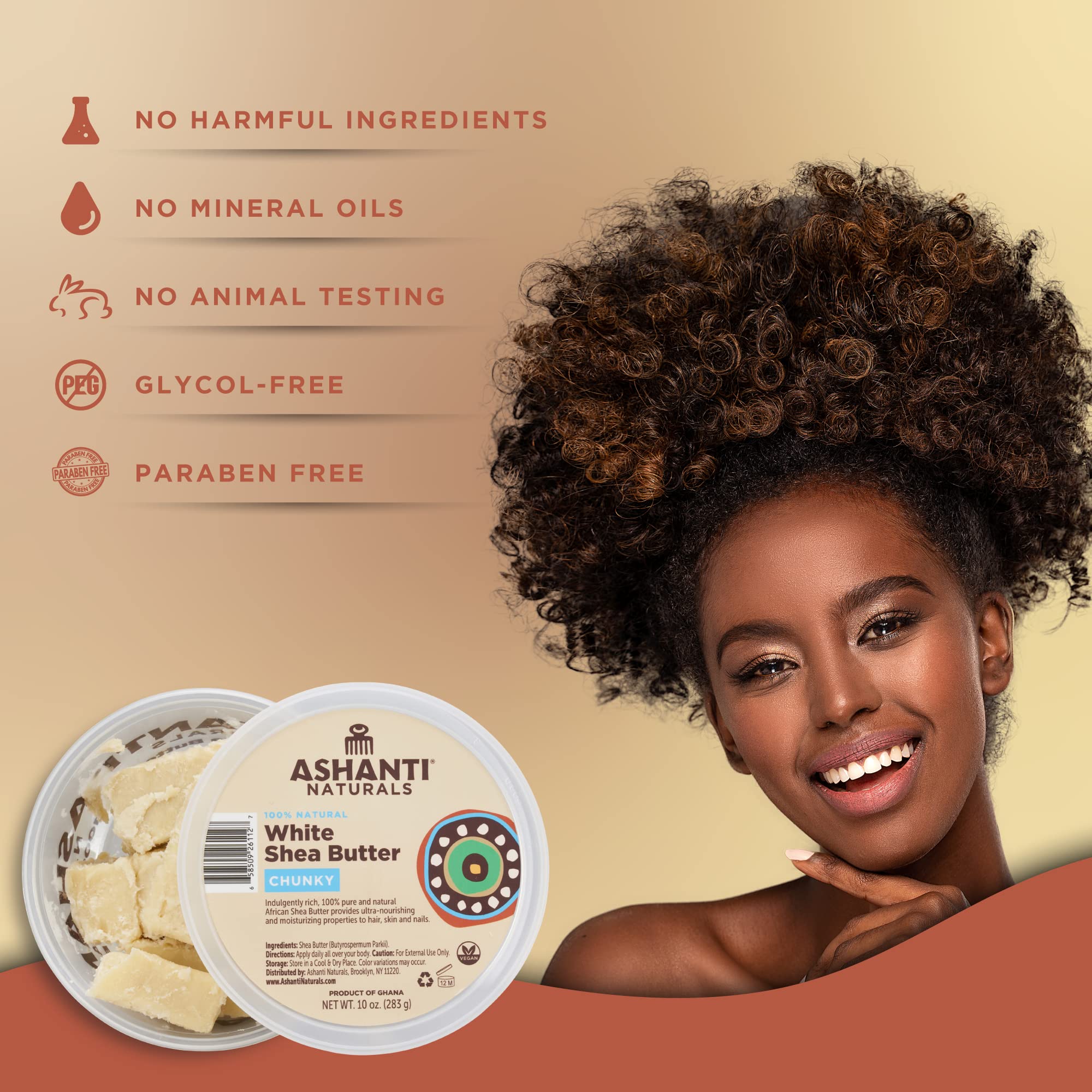 Ashanti Naturals White Chunky Raw Shea Butter | Unrefined African Shea Butter - Thumbnail 2