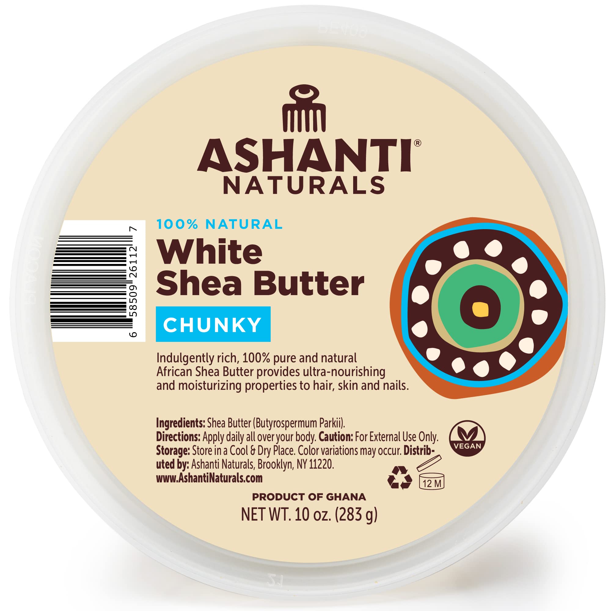 Ashanti Naturals White Chunky Raw Shea Butter | Unrefined African Shea Butter