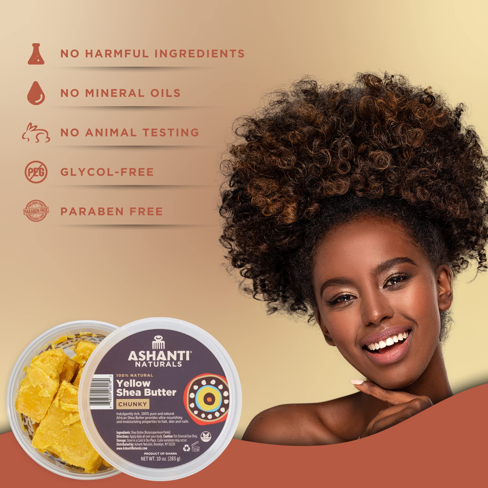 Ashanti Naturals Yellow Chunky Raw Shea Butter | Unrefined African Shea Butter - Thumbnail 2