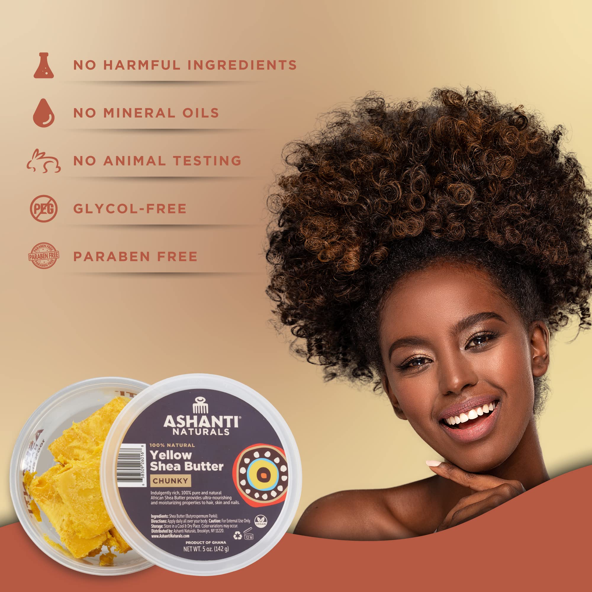 Ashanti Naturals Yellow Chunky Raw Shea Butter | Unrefined African Shea Butter - Thumbnail 2