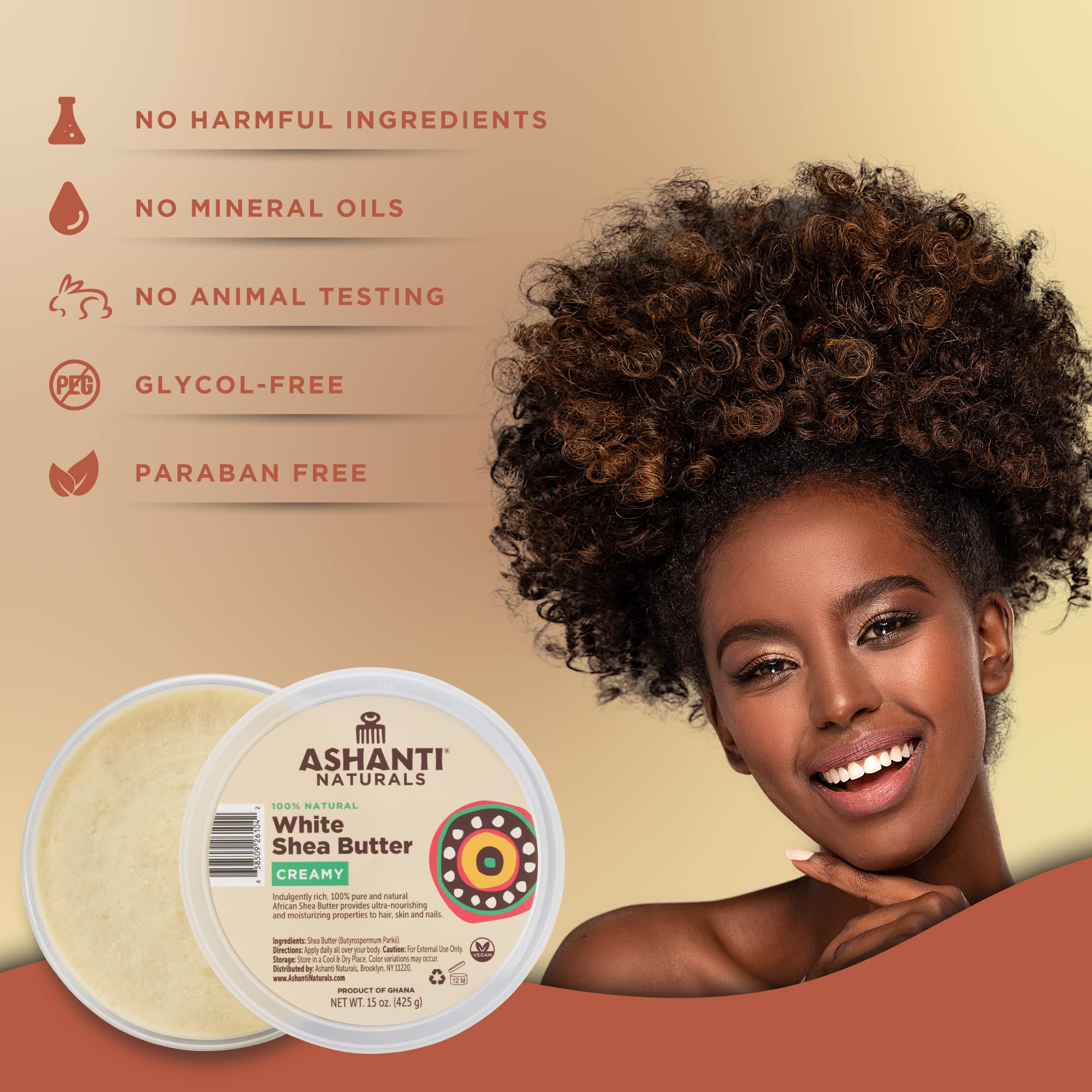 Ashanti Naturals White Raw Shea Butter | Unrefined African Shea Butter | Creamy - Thumbnail 2