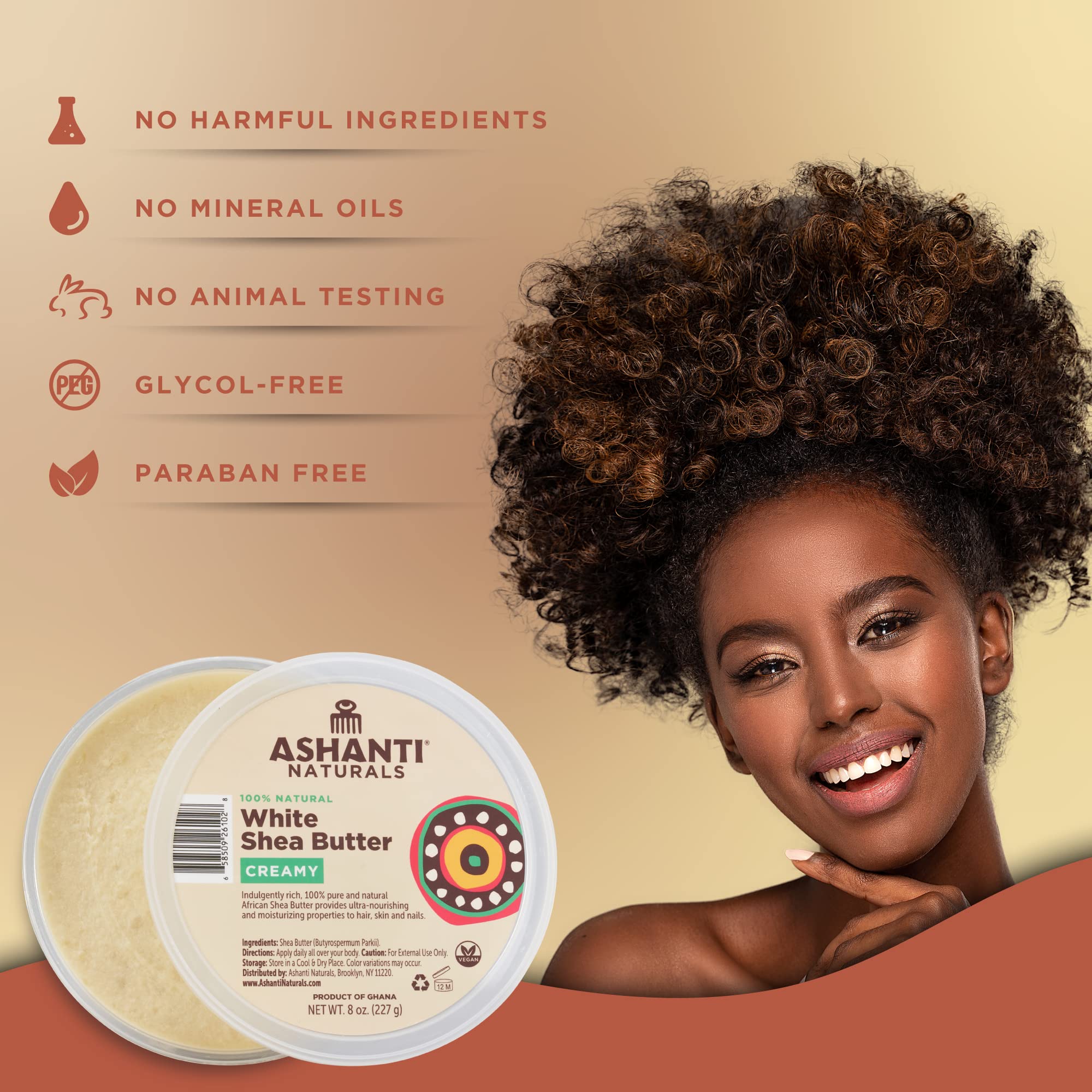 Ashanti Naturals White Raw Shea Butter | Unrefined African Shea Butter | Creamy - Thumbnail 2