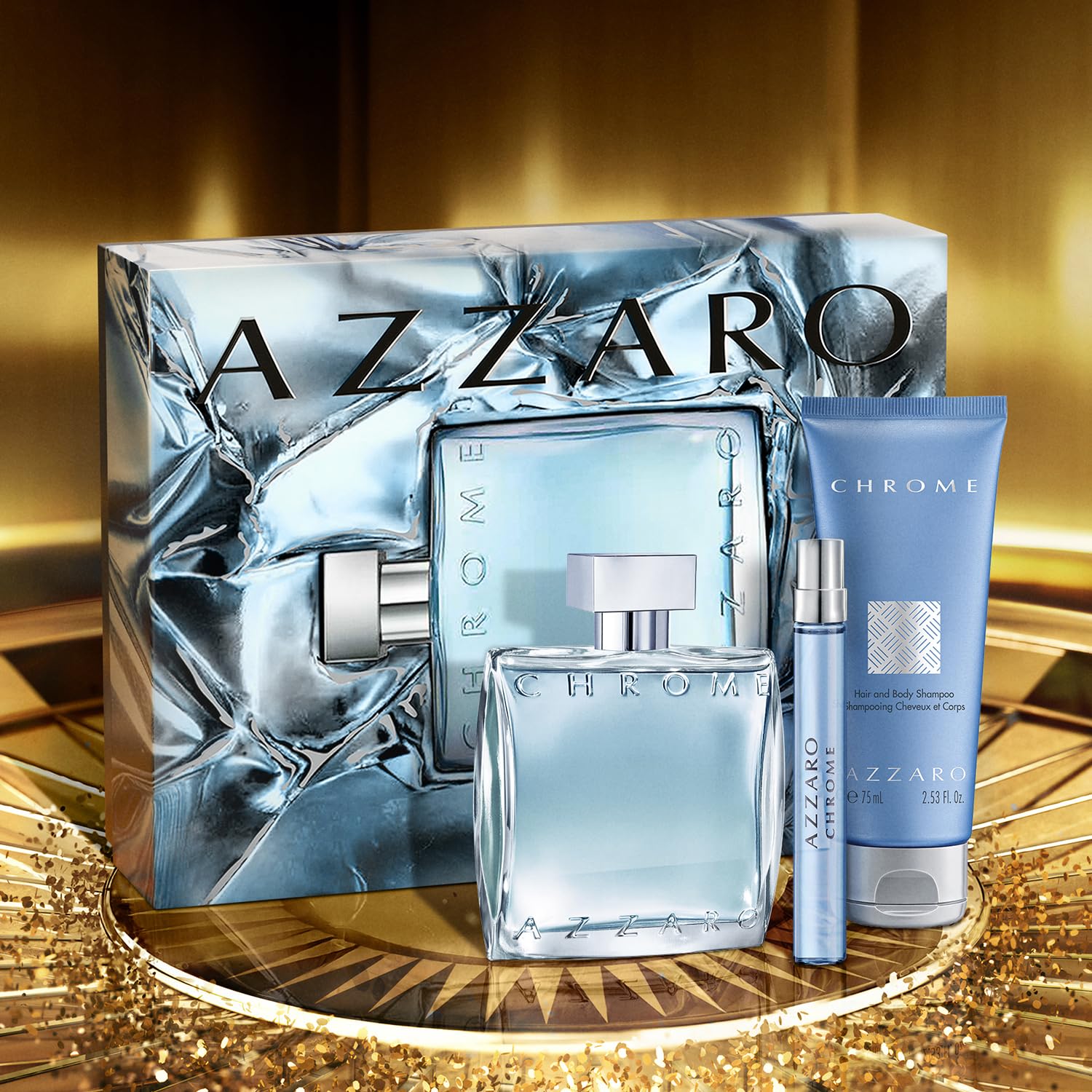[Set] Azzaro Chrome 3 Piece Set: + Shower Gel + 0.33 For Men EDT 3.4 oz - Thumbnail 2