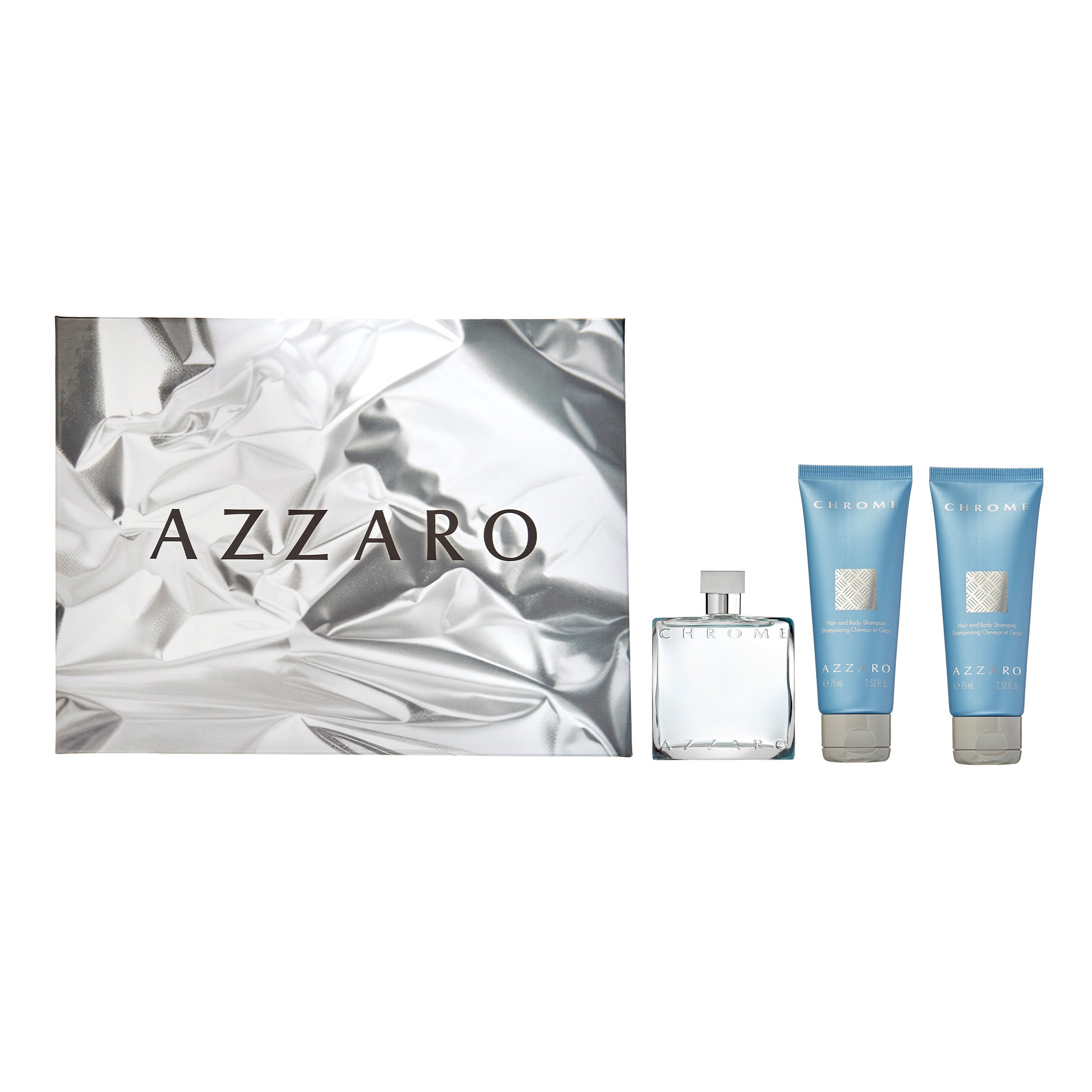 AZZARO CHROME(M)(H/B)3PC SET(3.38oz edt sp,2x2.53oz Hair & Body Shampoo)