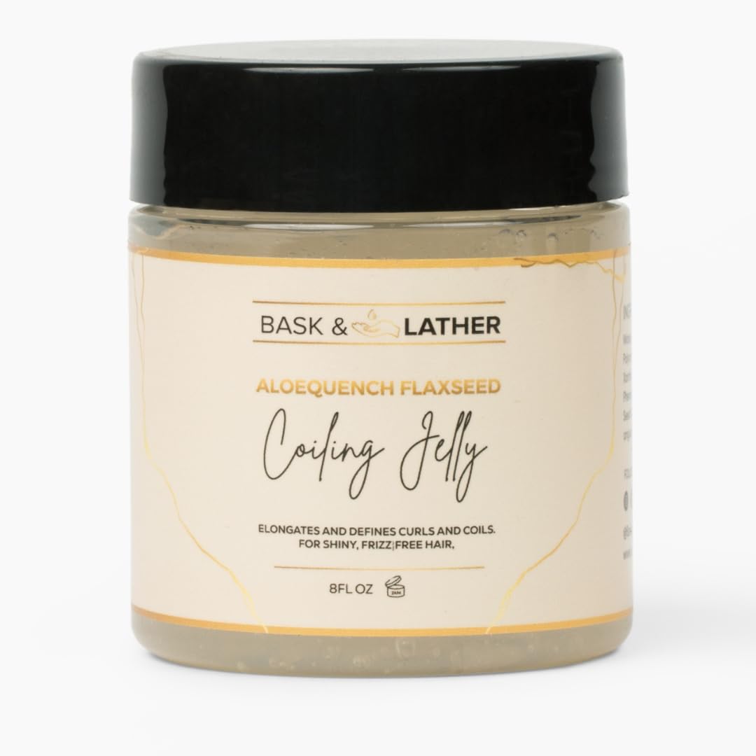 Bask Lather Aloequench Flaxseed Coiling Jelly Vegan Curl Defining Jelly With - Thumbnail 3