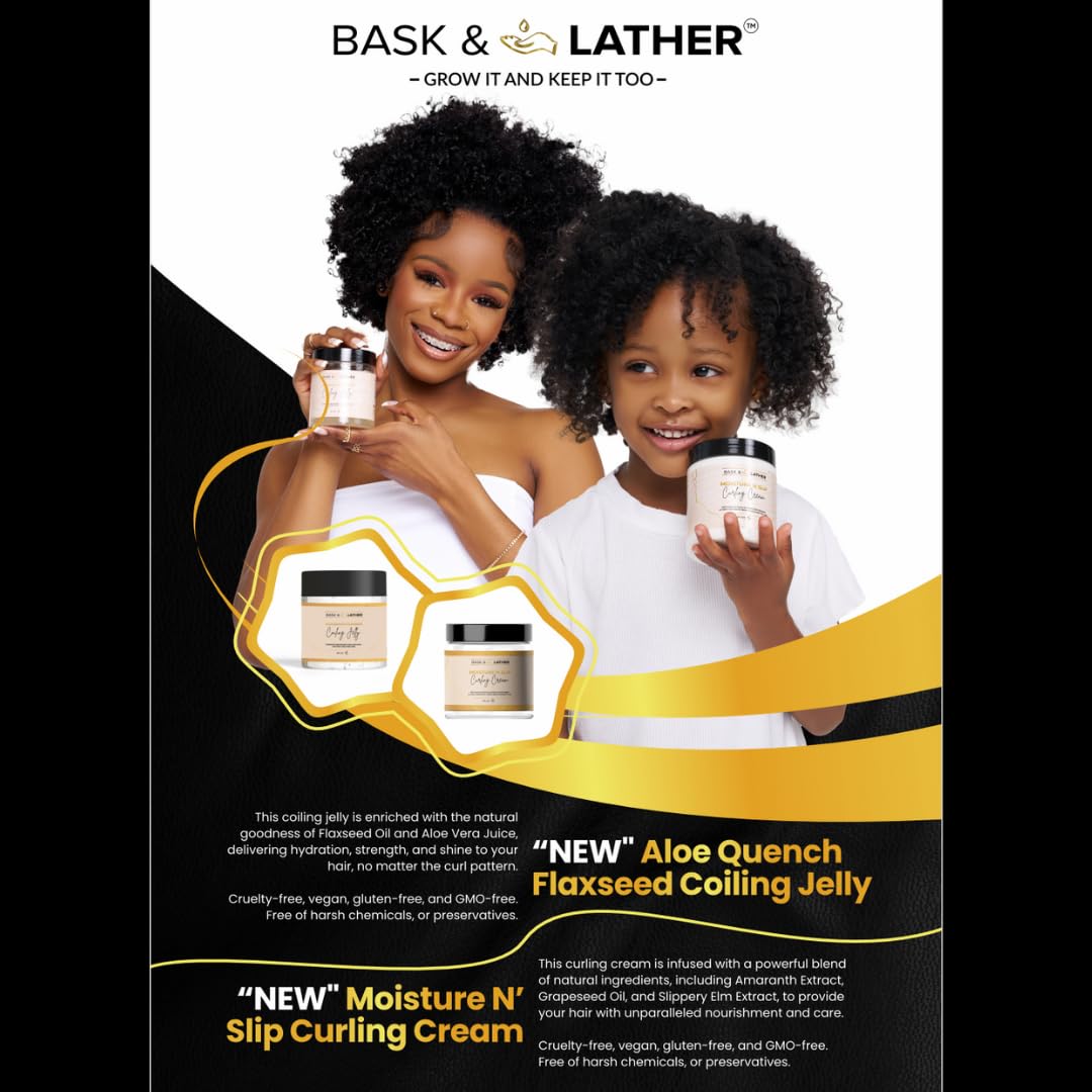 Bask Lather Moisture N Slip Curling Cream With Amaranth Extract Grapeseed Oil - Thumbnail 3