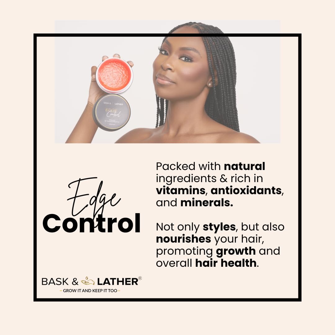 Bask Lather Strong Hold Edge Control Gel With Castor Oil Non Greasy Non Flaking - Thumbnail 2