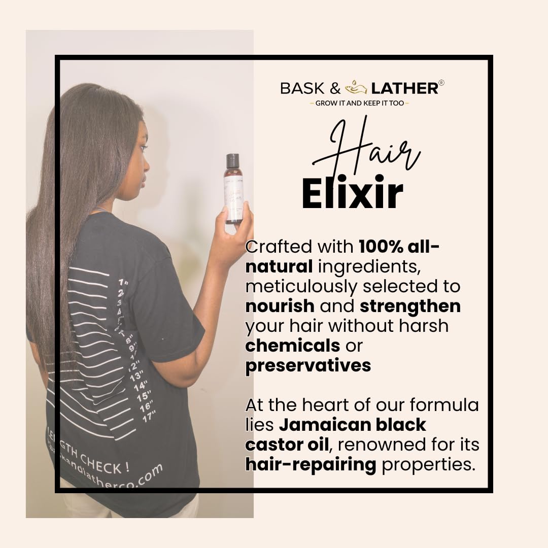 Bask Lather Elixir Hair Strengthening Oil Jamaican Black Castor Oil for Volume - Thumbnail 2