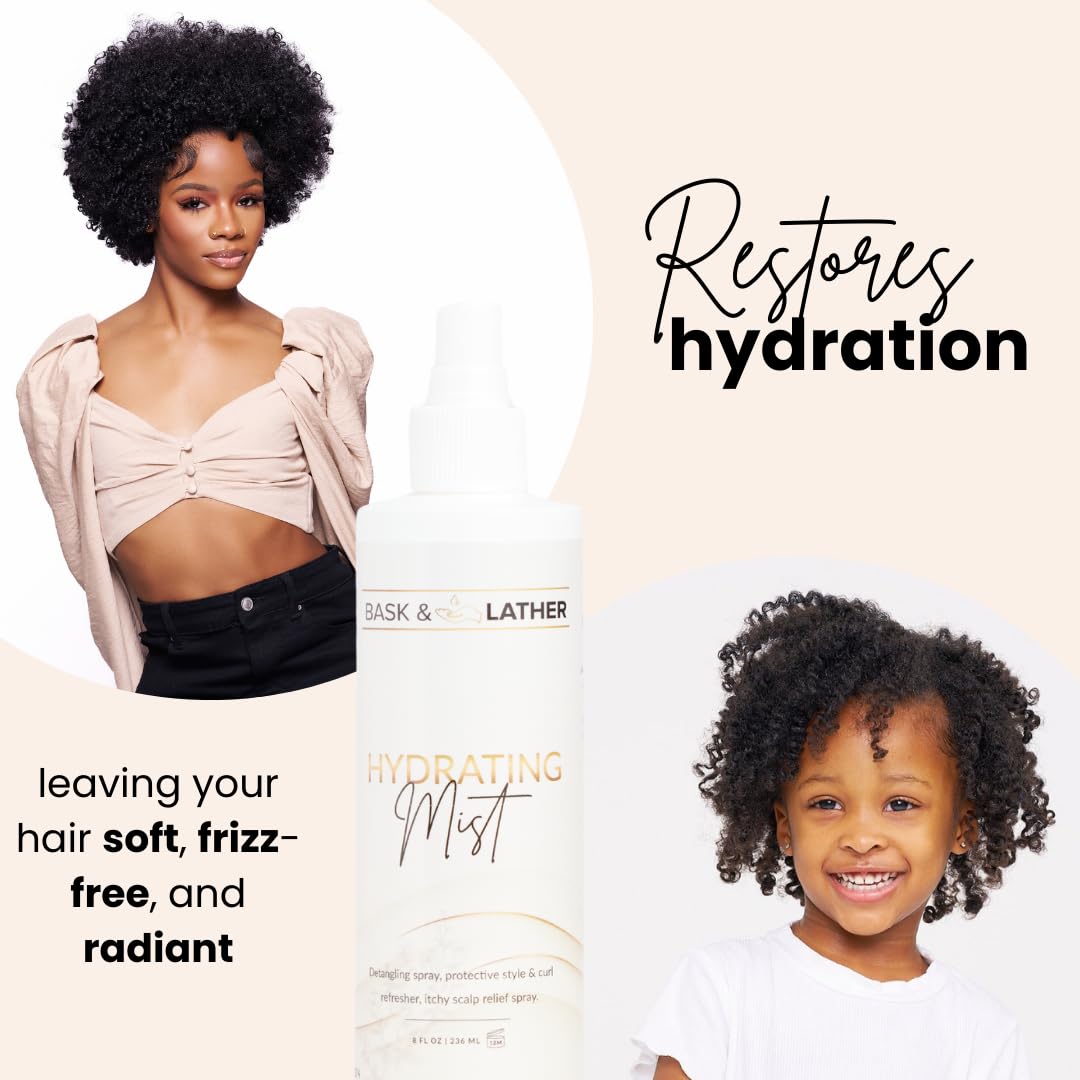 Bask Lather Hydrating Hair Mist Leave In Conditioner Itchy Scalp Relief - Thumbnail 3