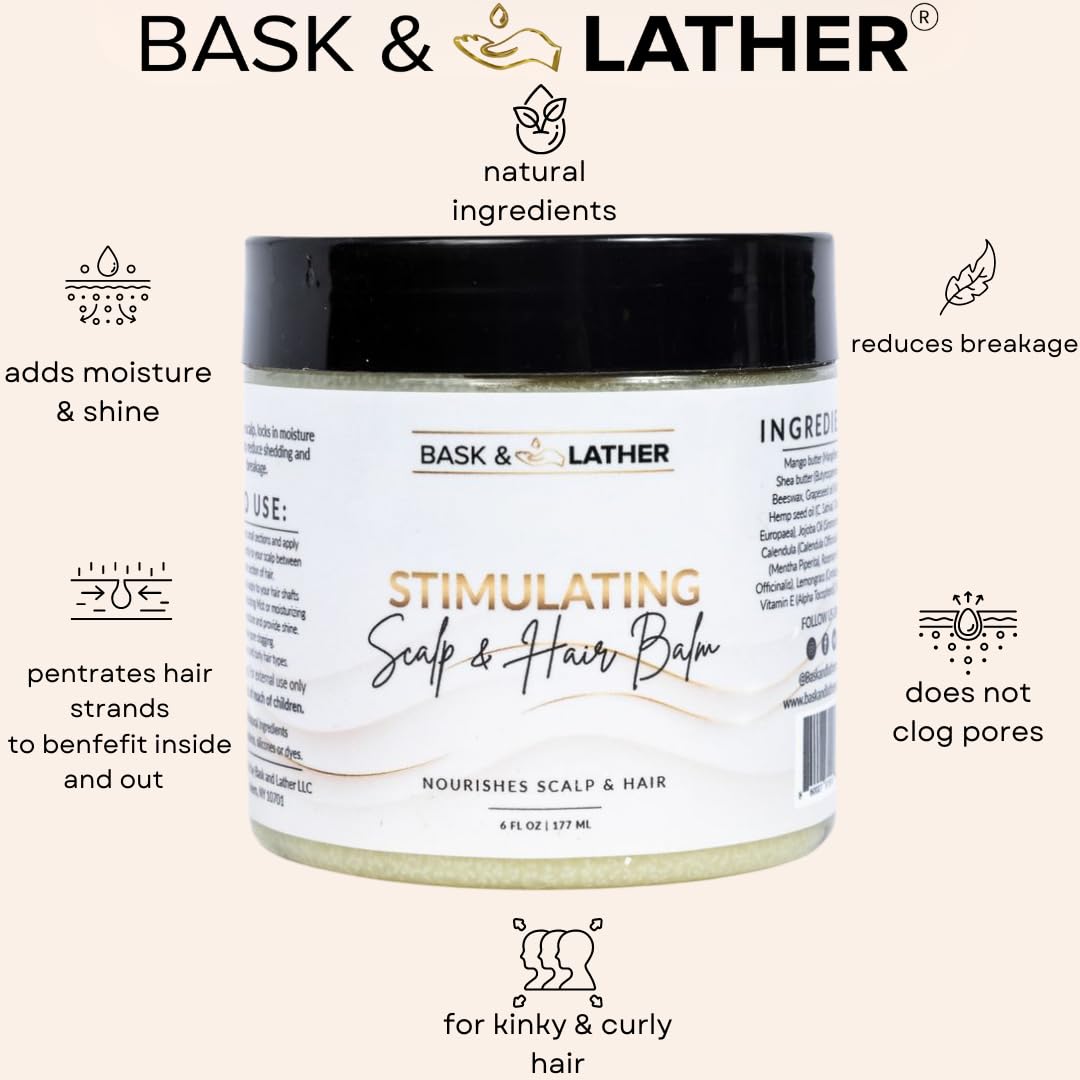 Bask Lather Stimulating Scalp and Hair Balm for Hair Growth Mango Shea Butter - Thumbnail 2