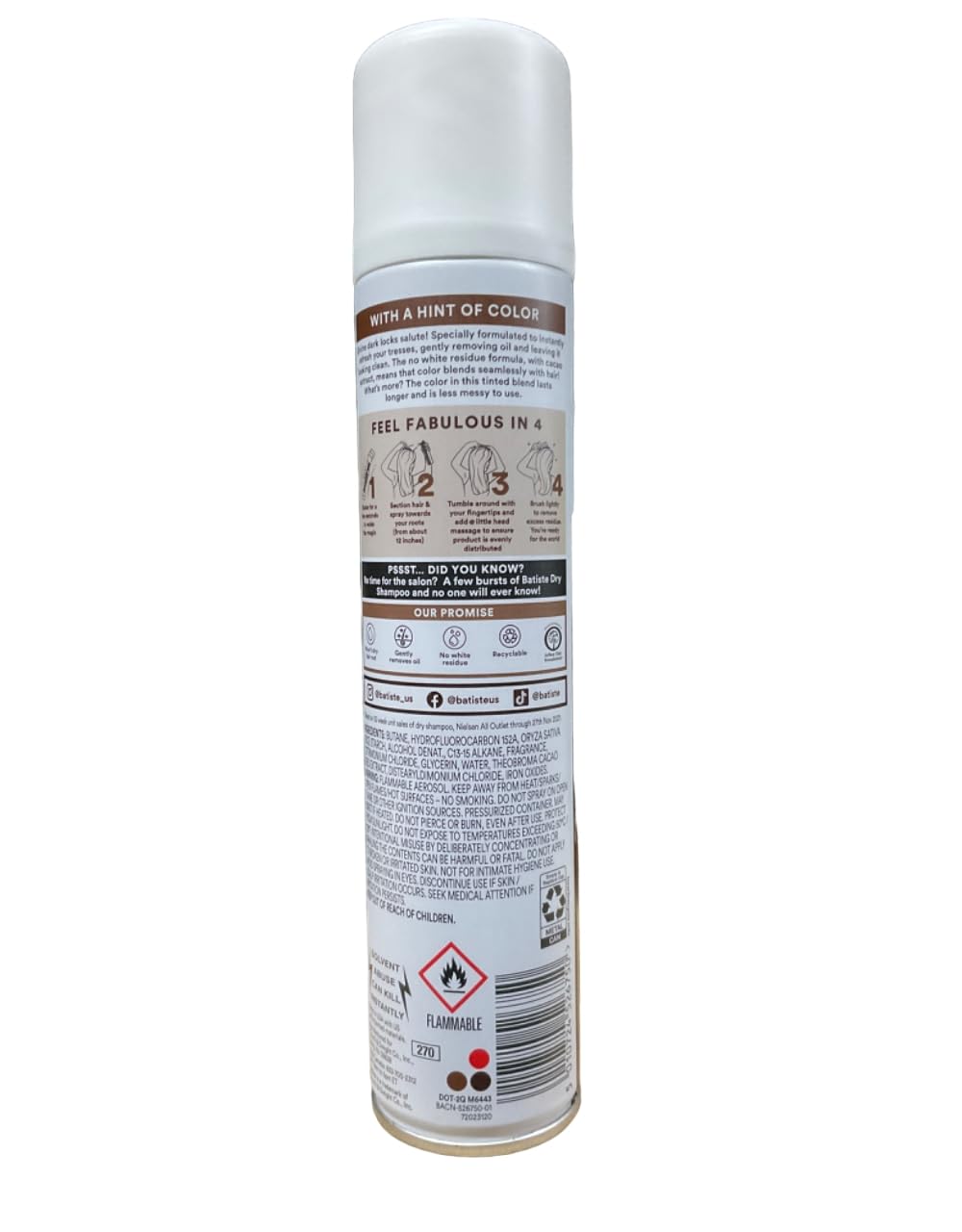 Batiste Dark Brown Dry Shampoo Pack of 3 3.81 oz - Thumbnail 2