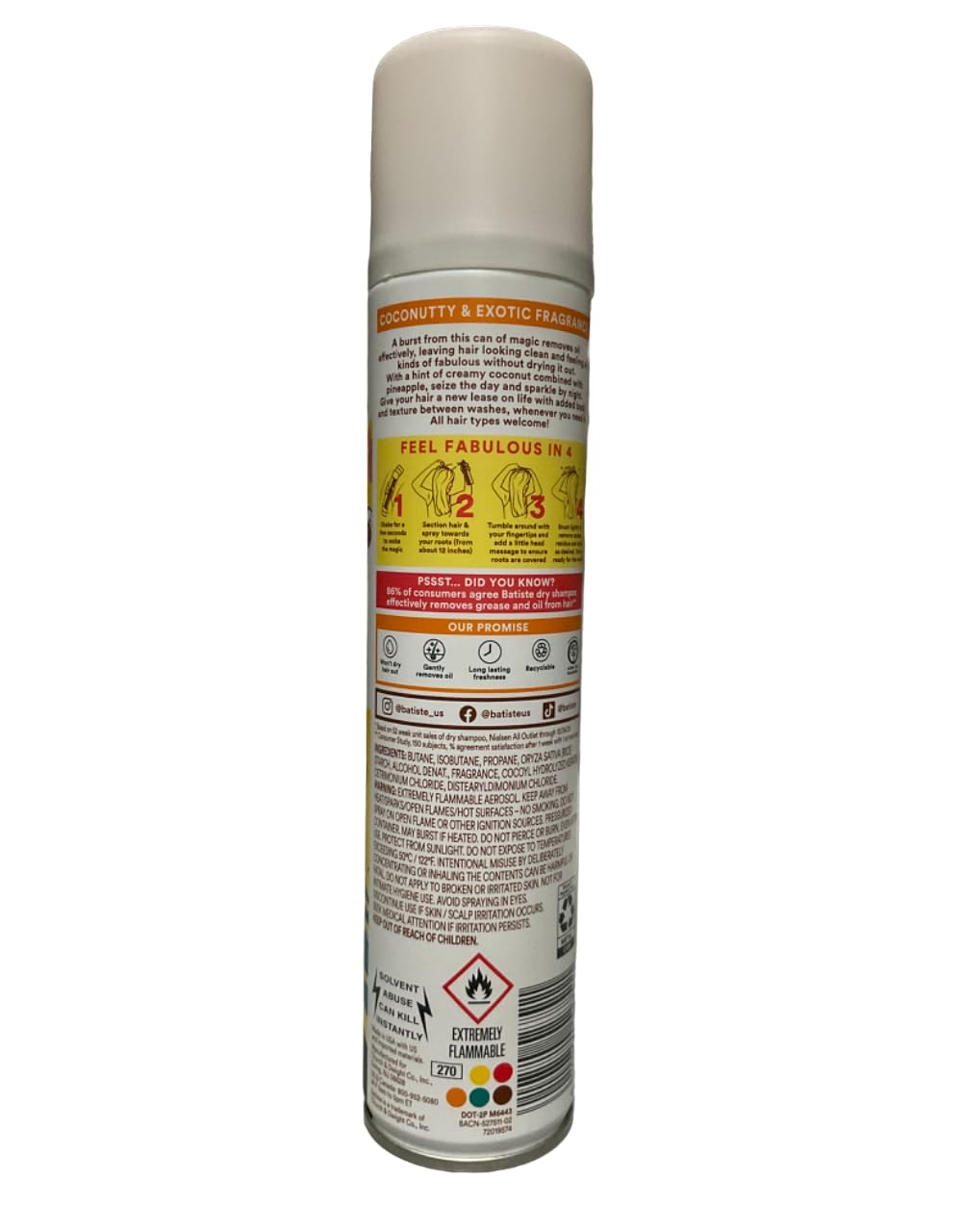 Batiste Instant Hair Refresher Dry Shampoo Tropical Exotic Coconut Refreshes - Thumbnail 2