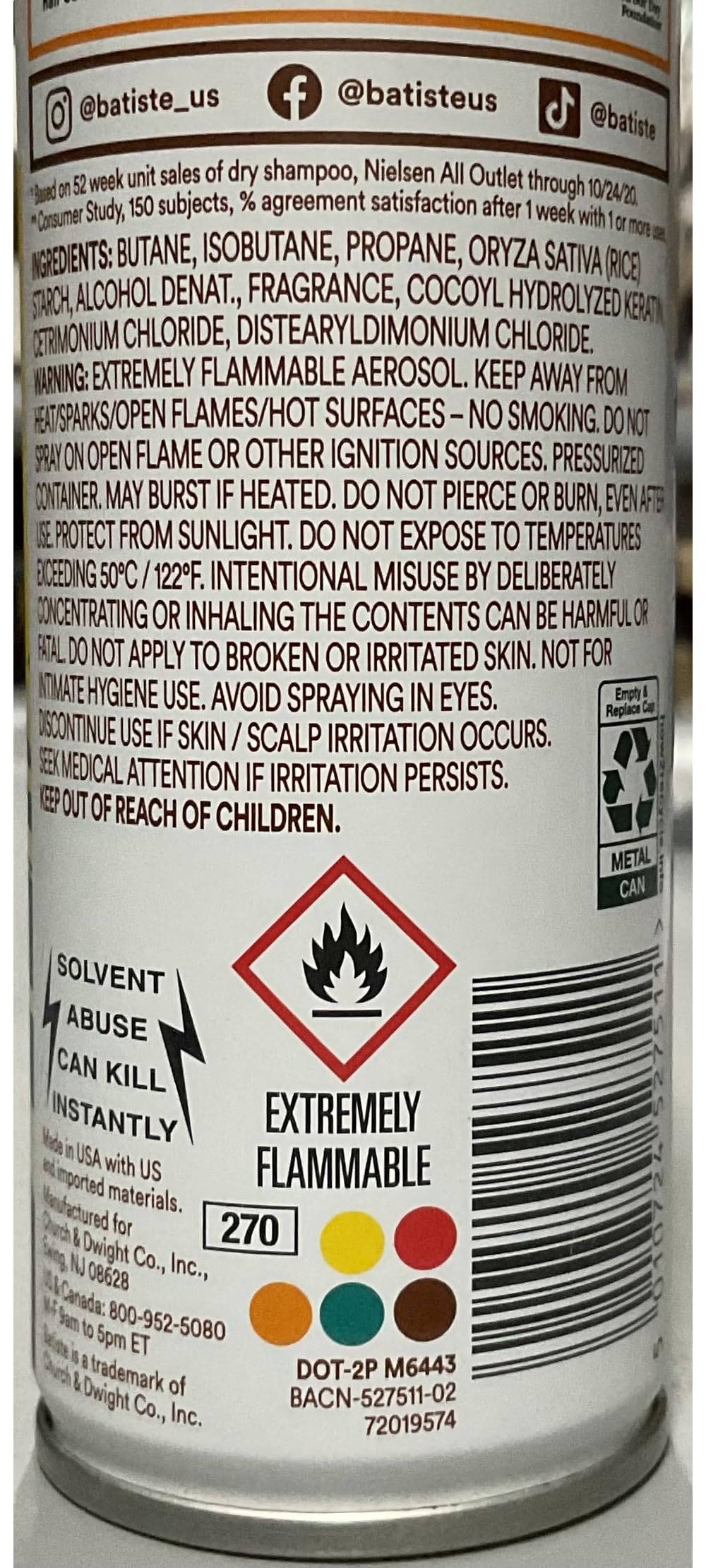 Batiste Instant Hair Refresher Dry Shampoo Tropical Exotic Coconut Refreshes