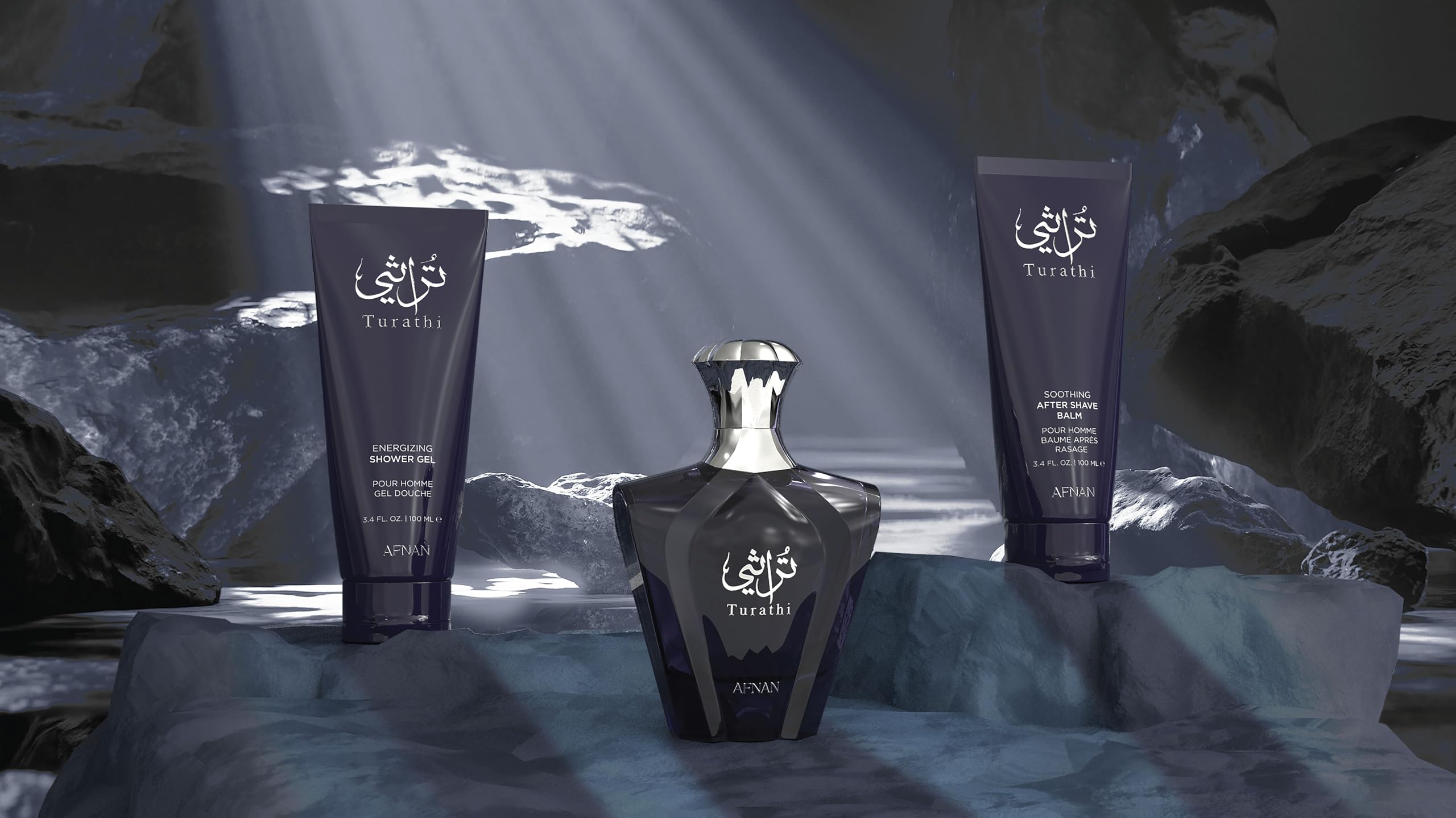 [Set] Afnan Turathi Homme Blue + Shower Gel + After Shave Luxurious For Men EDP - Thumbnail 3